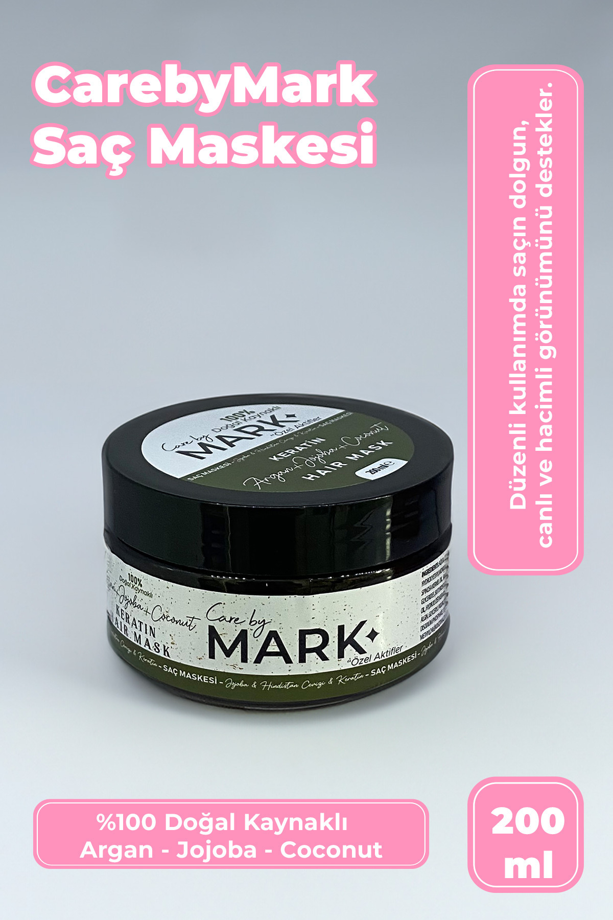 Care by MARK %100 Doğal Kaynaklı Keratin & Argan &Jojoba ve Hindistan Cevizi Yağı içeren Saç Bakım Maskesi 200 ml