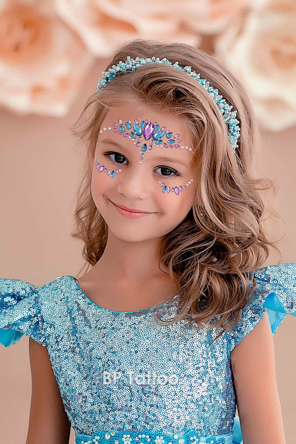 BP Tattoo Elsa Konsept Yüz Makyaj Parti Festival Taşı Face Gems