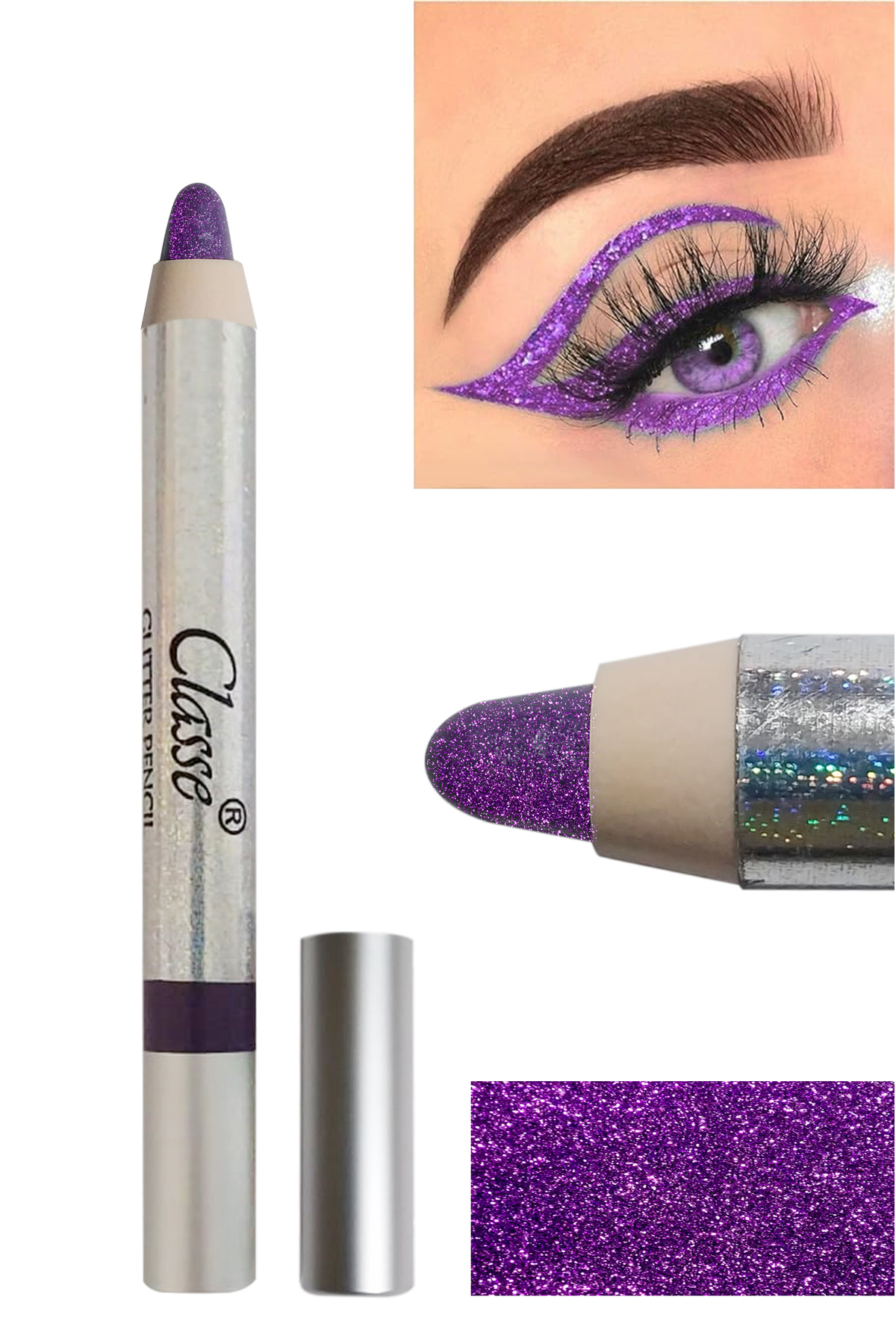 classe Glitter Mor Yumuşak Sürümlü Suya Dayanıklı Işıltılı Far Ve Eyeliner Kalem No:65