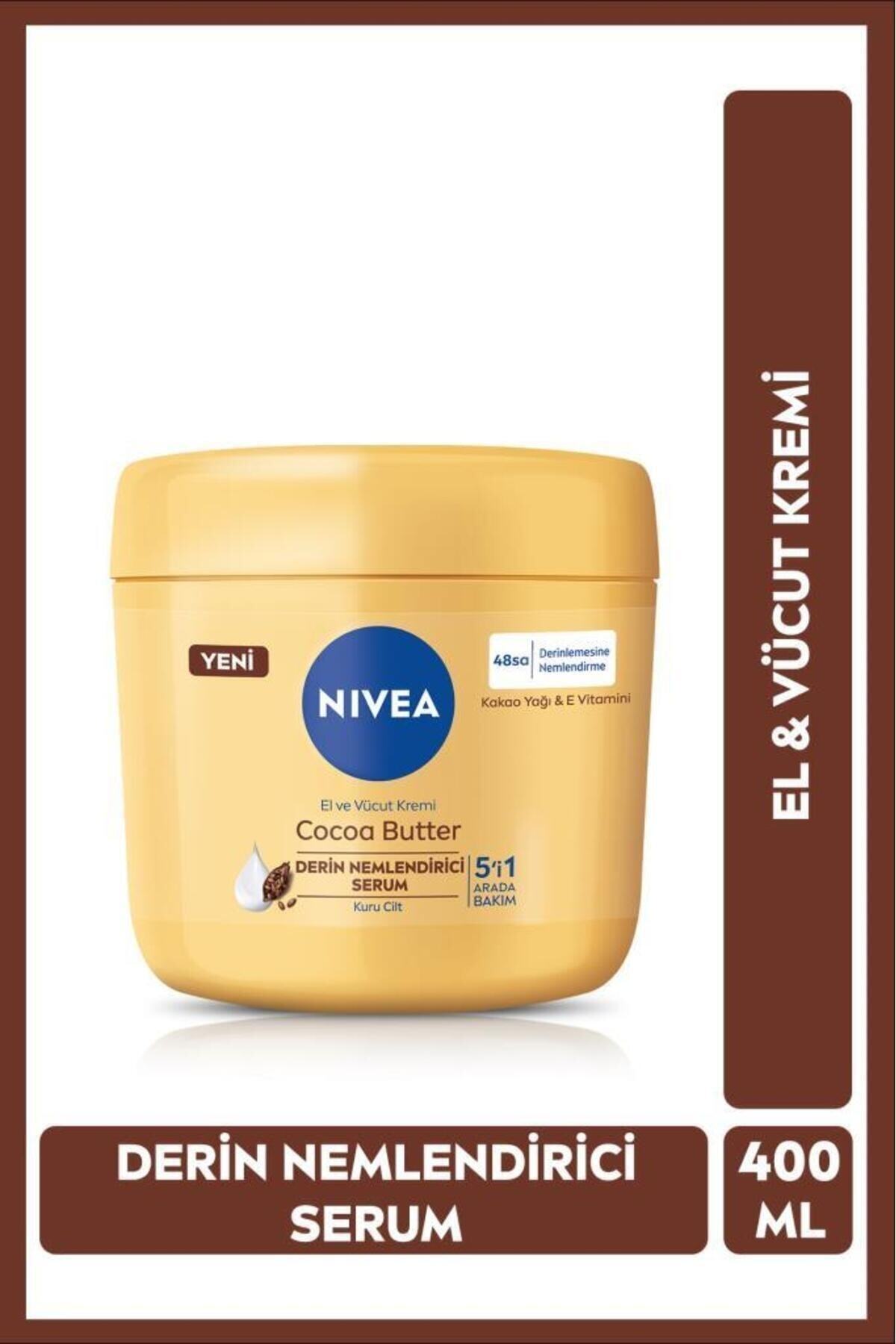 NIVEA El Ve Vücut Bakım Kremi Cocoa Butter 400 Ml Nemlendirici ve yenileyici kakao Yağı Ve E Vitamini Pr