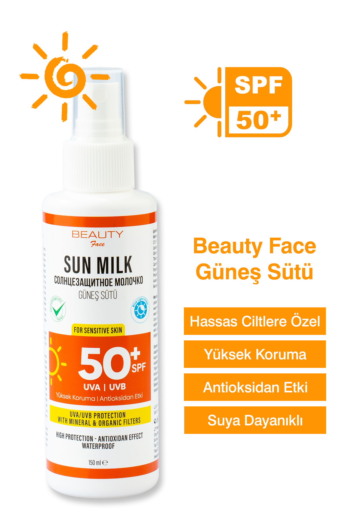 Beauty Face 50 Spf Antioksidan Içerikli Nemlendirici Güneş Sütü – 150 ml