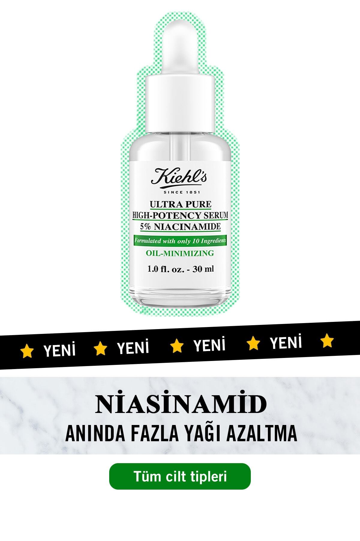 Kiehl's Yağlanmayı Azaltan Yüz Serumu 30 ML...Ultra Pure %5 Niasinamid
