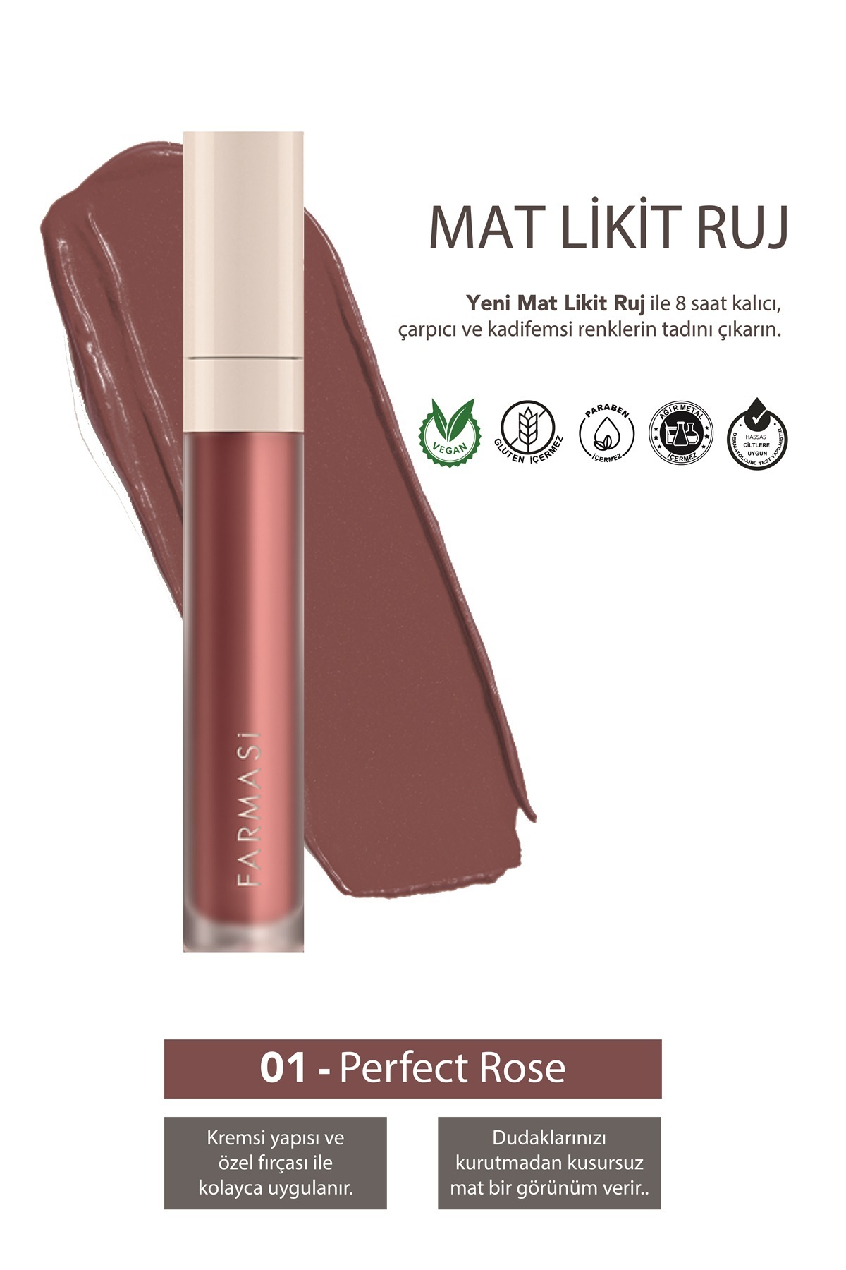 Farmasi Mat Likit Ruj - Perfect Rose 4 ml.