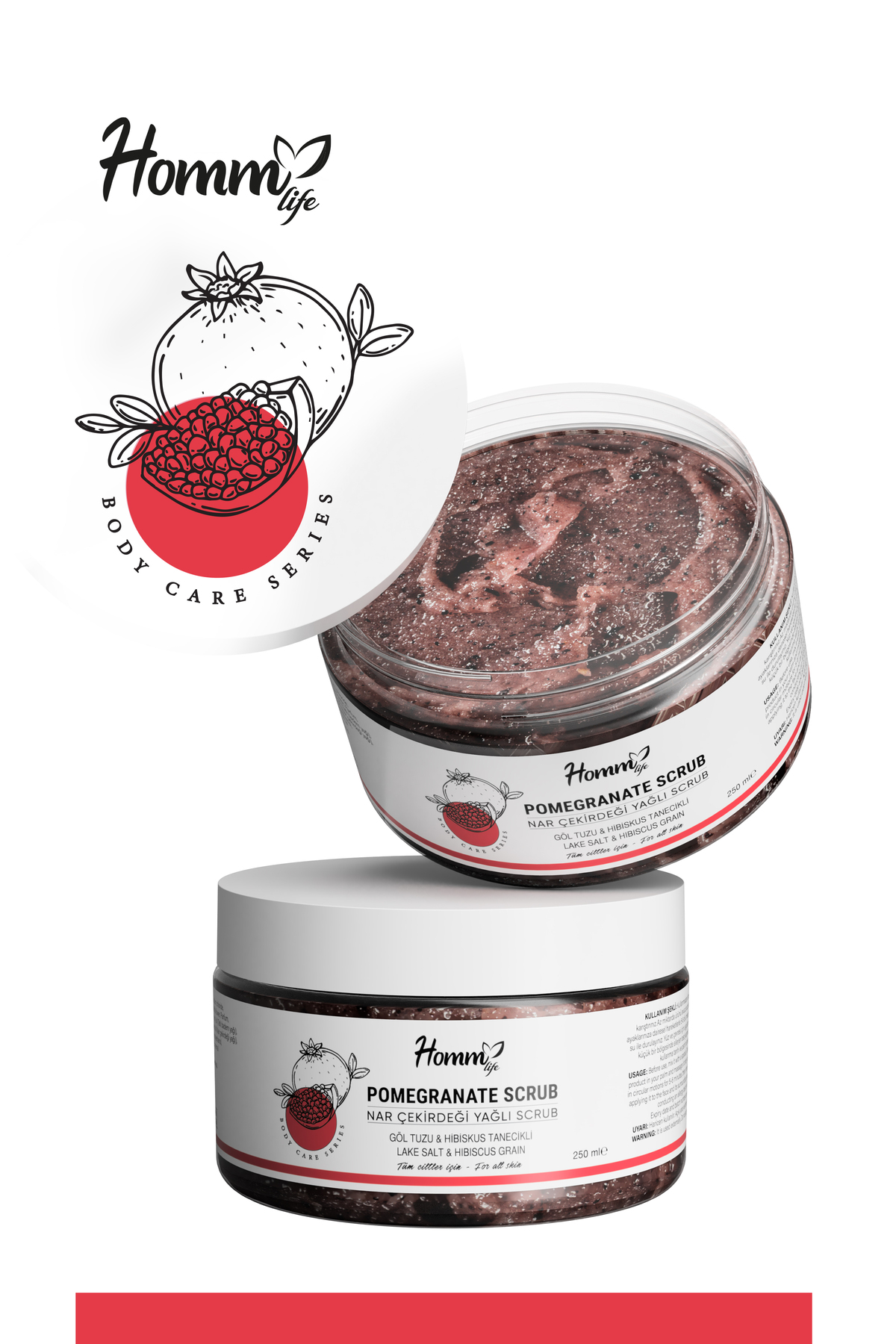 Homm Life Nar Çekirdeği Yağlı - Bitki Tanecikli Scrub 250 ml