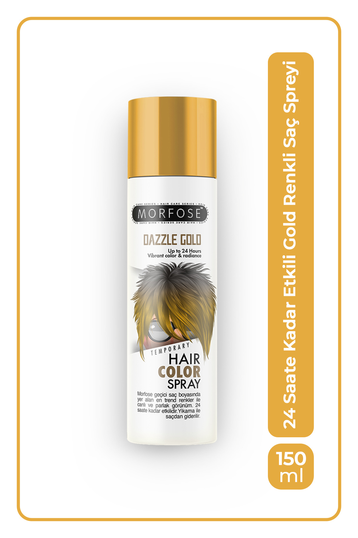 Morfose Mech 24 Saate Kadar Etkili Altın Renkli Saç Spreyi Dazzle Gold 150 ml