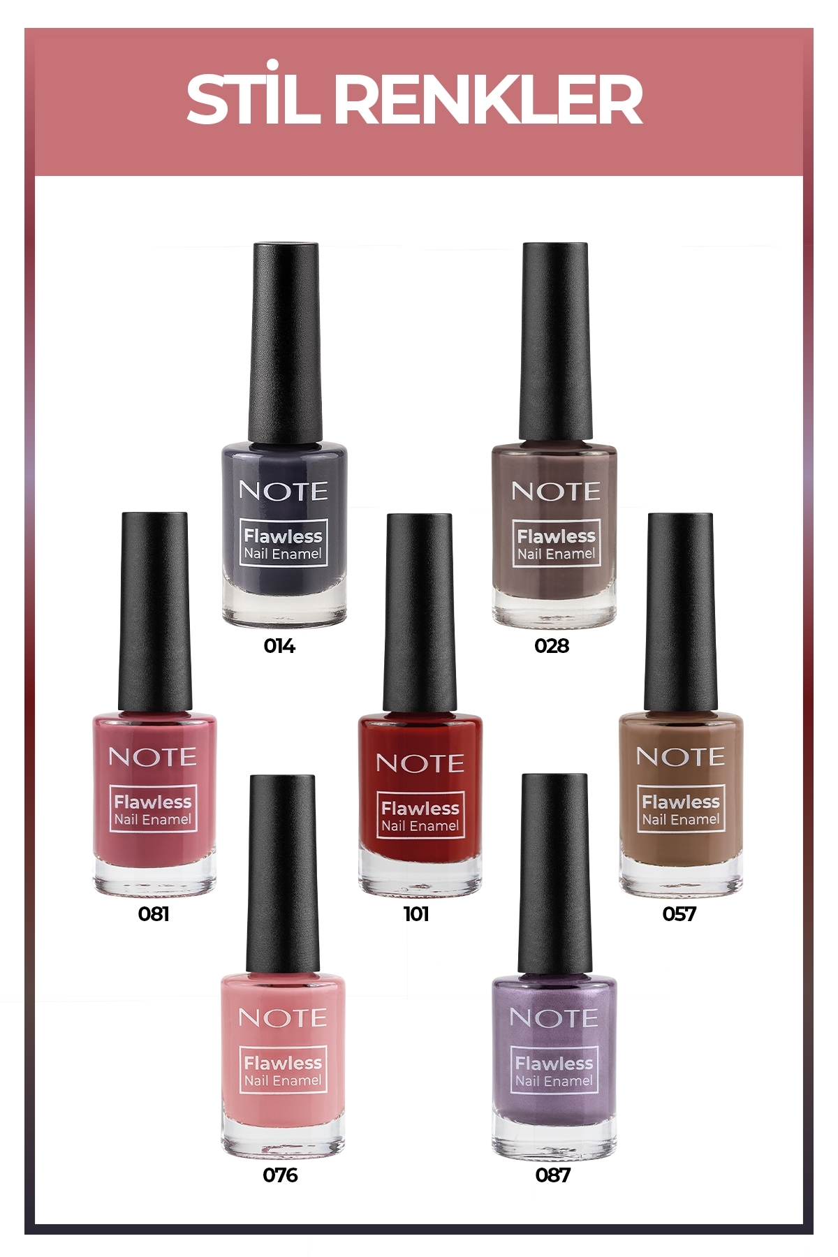 NOTE Nail Flawless 7'li Stil Renkler Oje Seti