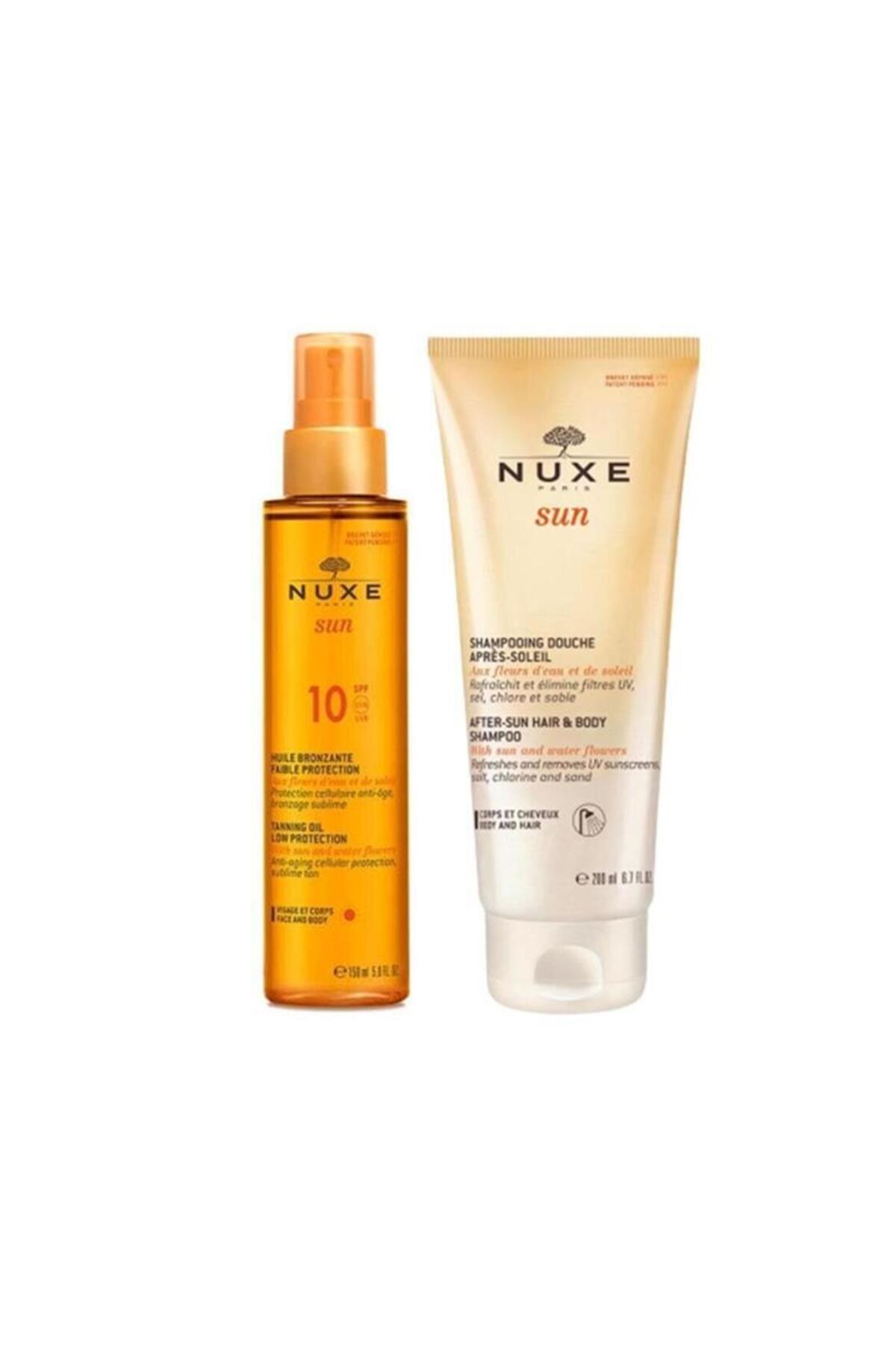 Nuxe Sun Bronzlaştırıcı Yüz ve Vücut Yağı SPF30 150 ml + Nuxe Güneş Sonrası Şampuan 200 ml