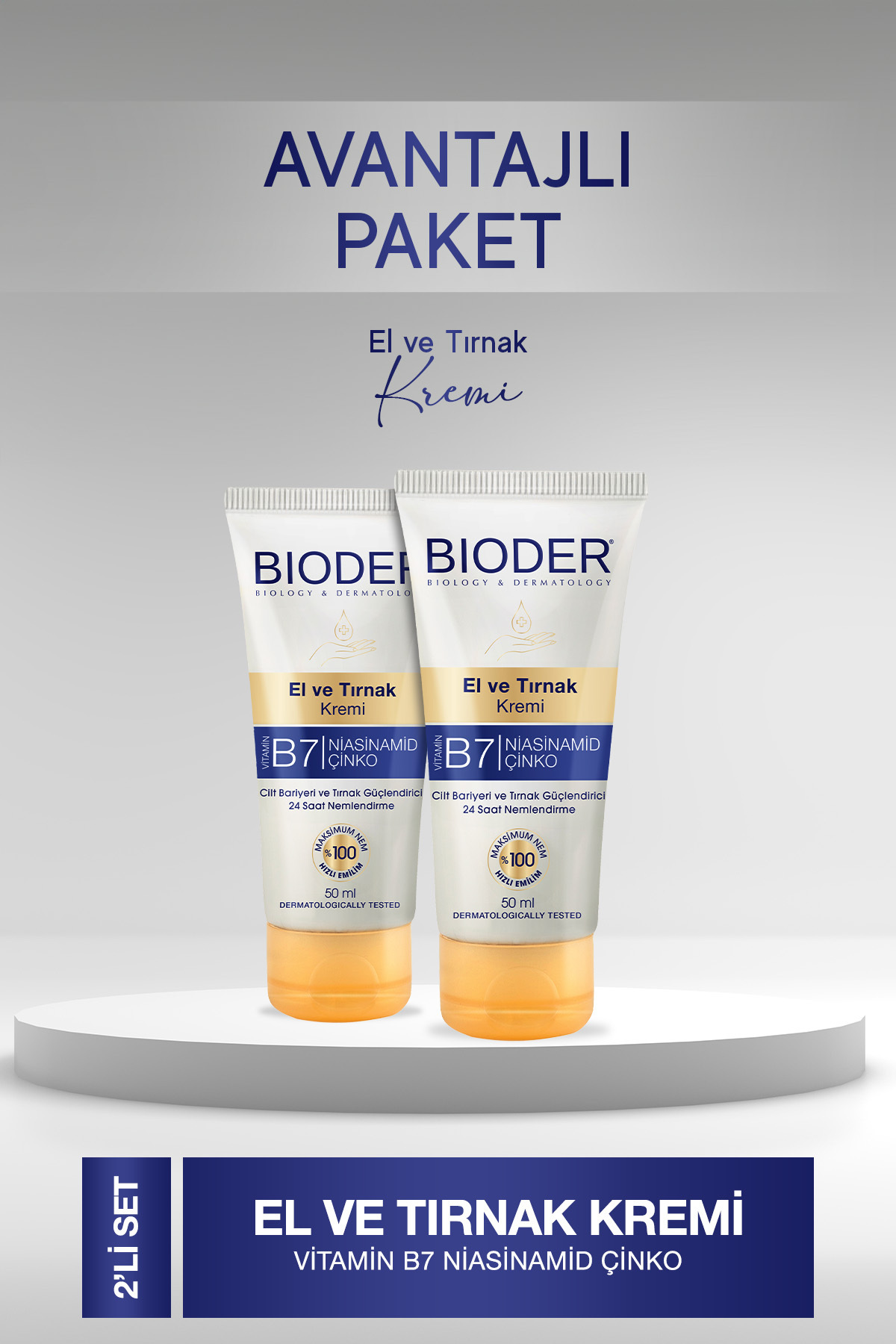 Bioder El ve Tırnak Kremi Cilt Bariyeri ve Tırnak Güçlendirici 50 Ml - Vitamin B7 Niasinamid Çinko 2 li