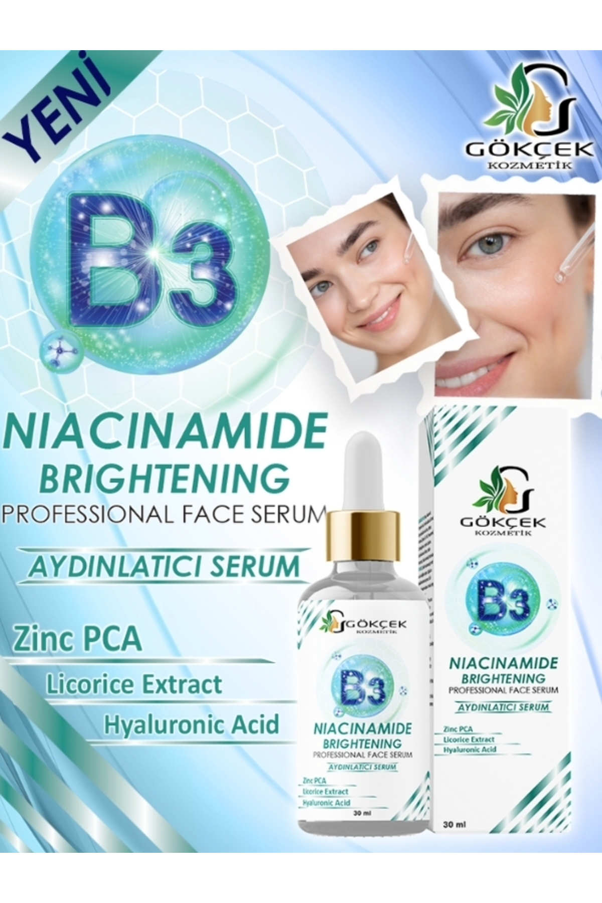 Gökçek kozmetik Niacinamide Brightening Yüz Serumu