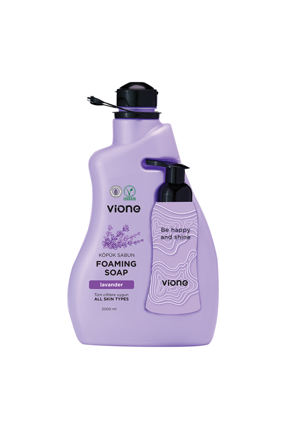 vione Köpük Sabun 2 lt Lavanta Köpük Yapıcı Sabunluk Hediyeli