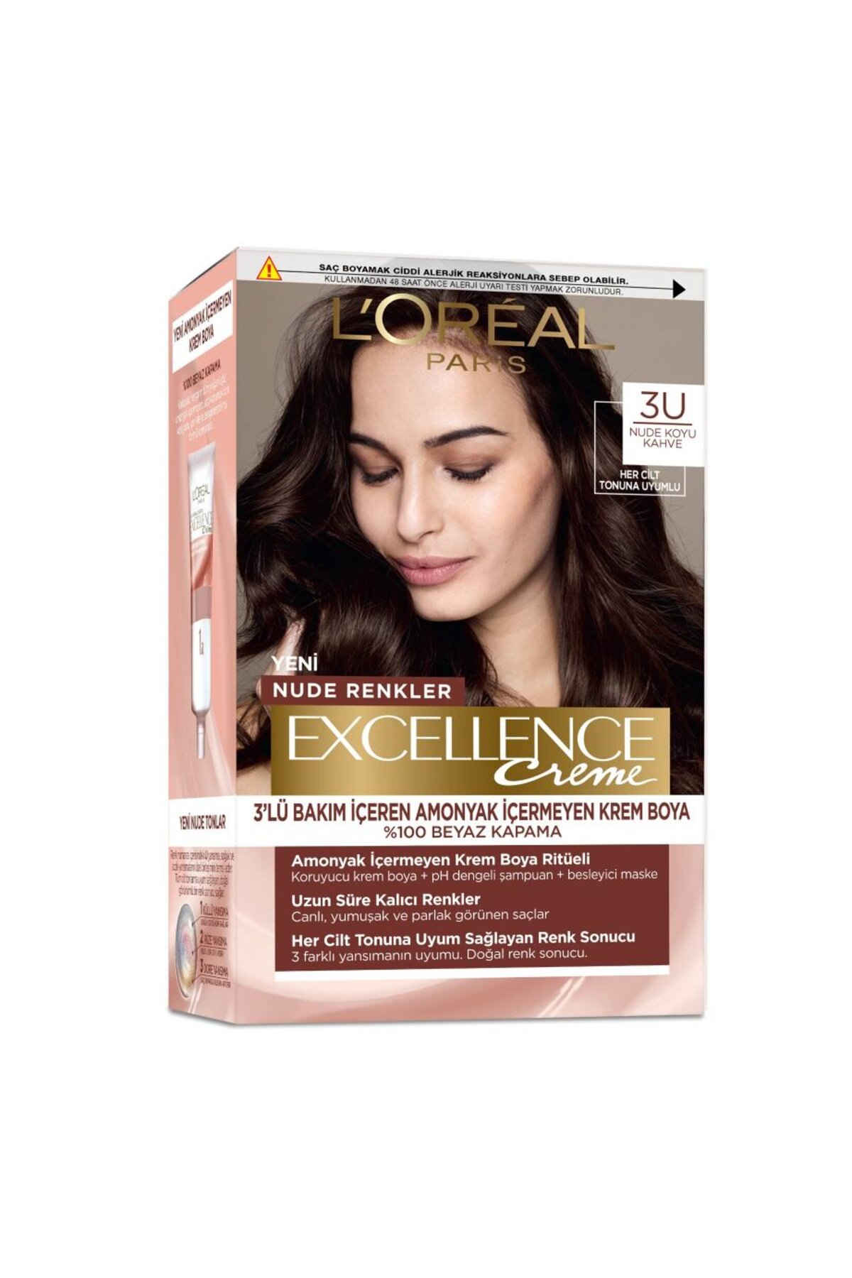 L'Oreal Paris L’oréal Paris Excellence Creme Nude Renkler Saç Boyası – 3u Nude Koyu Kahve