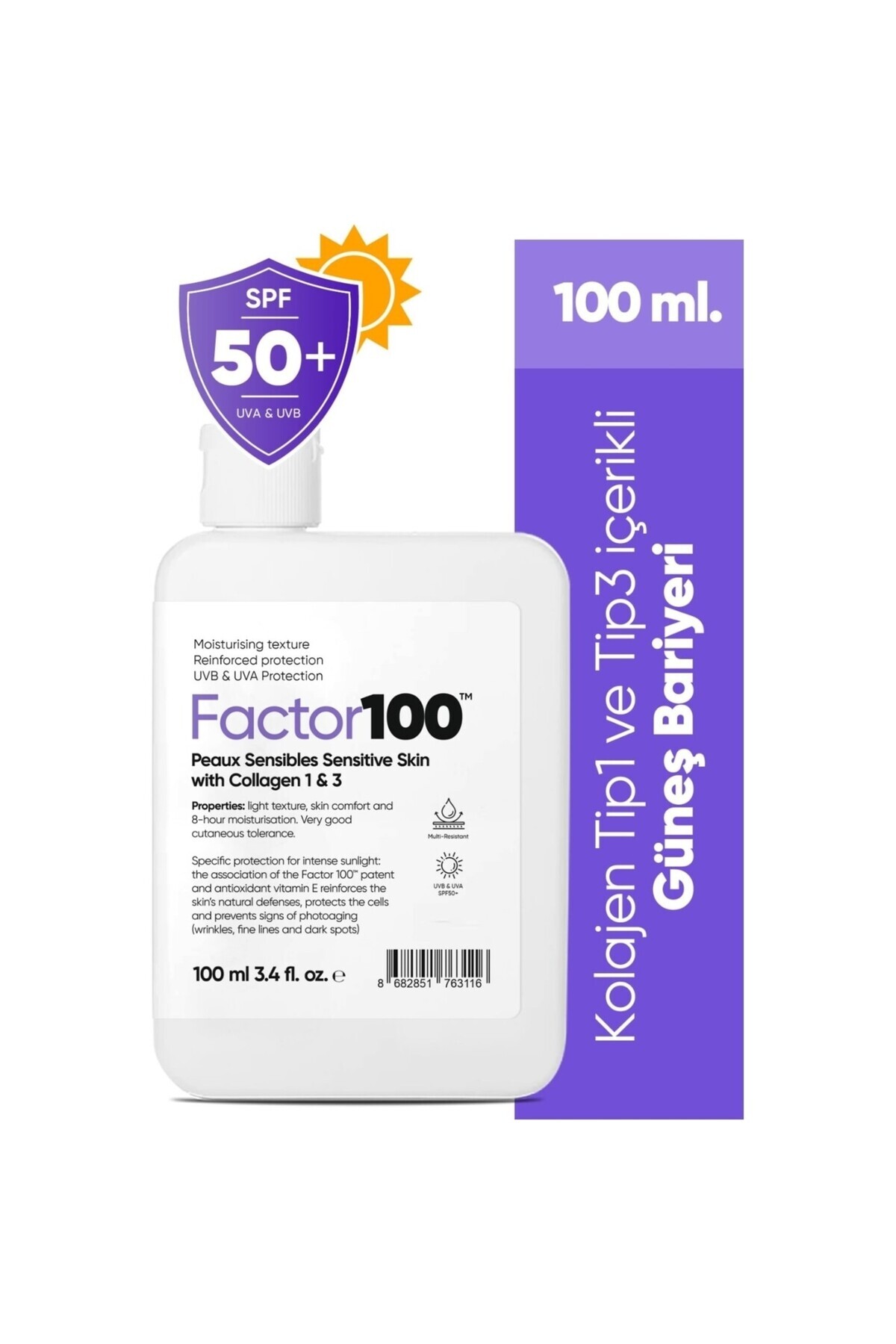 FACTOR100 Ultra Nemlendirici Leke Karşıtı Yüksek Korumalı SPF50+ 100ML ecza deposu ürünü