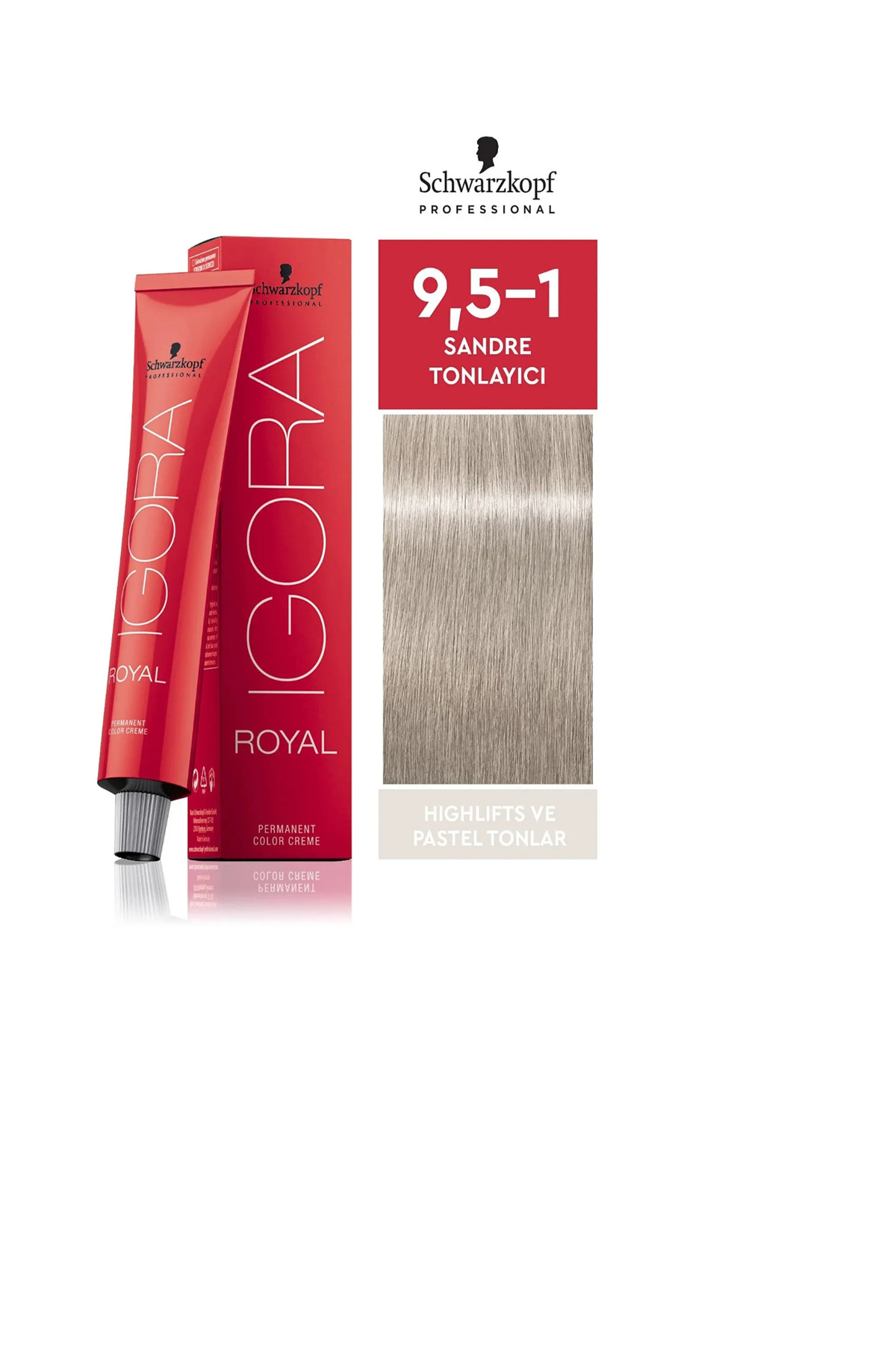 Schwarzkopf Igora royal Saç Boyası Pastel Tonlar 9,5-1 Sandre Tonlayıcı Saç Boyası 60ml