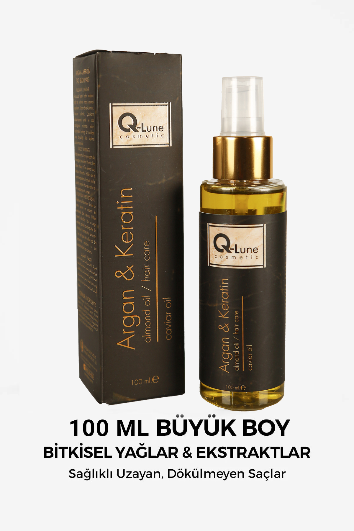 Q Lune Argan Keratin Havyar Saç Bakım Yağı 100ml