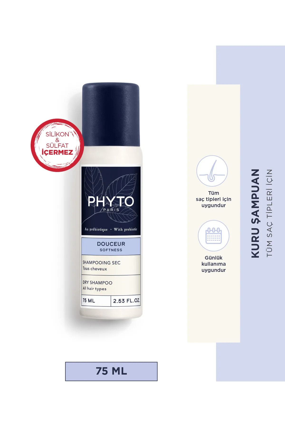 Phyto Douceur Softness Dry Shampoo Saçların su kullanmadan temizlenmesine yardımcı kuru şampuan 75ml