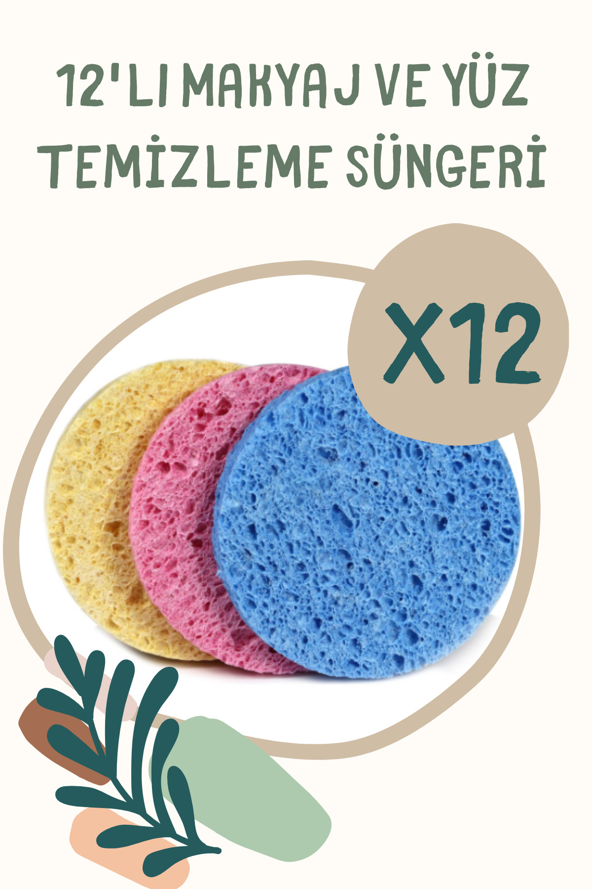 Yüz Ve Makyaj Temizleme Süngeri 12'li