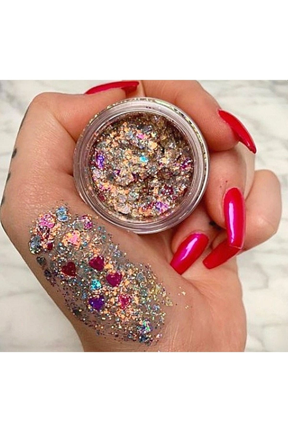 Serashine Glitter jel far Kalp detaylı Gold