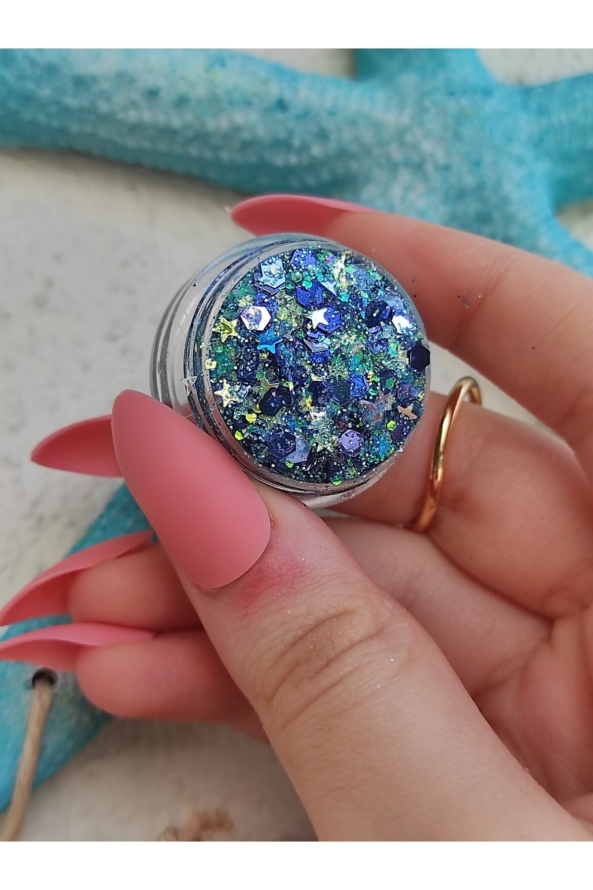 Serashine Glitter Jel Far Simli Yüz Ve Vücut Simi Blue Parlak Glitter 5ml