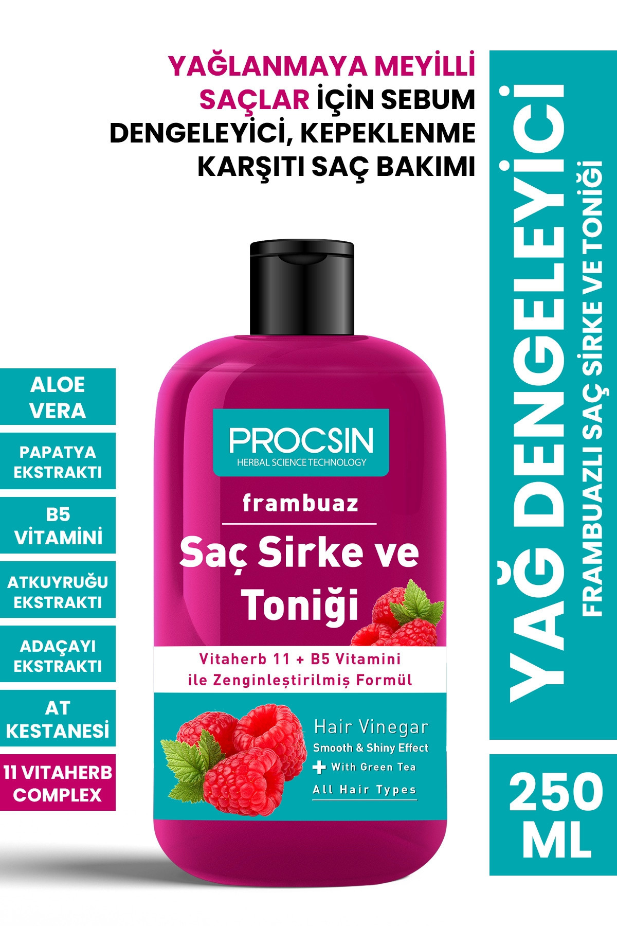 PROCSIN Yağ Dengeleyici Frambuazlı Saç Sirke Ve Toniği 250 ml