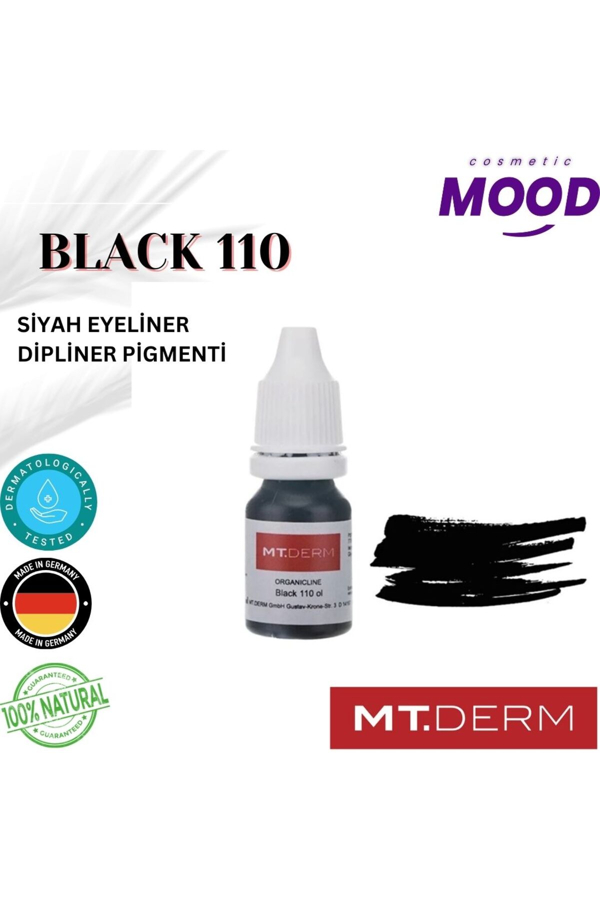 mt derm Black 110 Eyeliner Ve Dipliner Kalıcı Makyaj Pigmenti