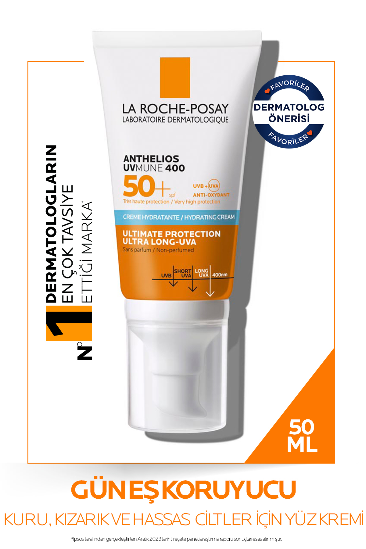 La Roche Posay ANTHELİOS UVMUNE SPF+50 SKİN BRİGHTENİNG HİGH PROTECTİON FACİAL SUNSCREEN PSSN1772