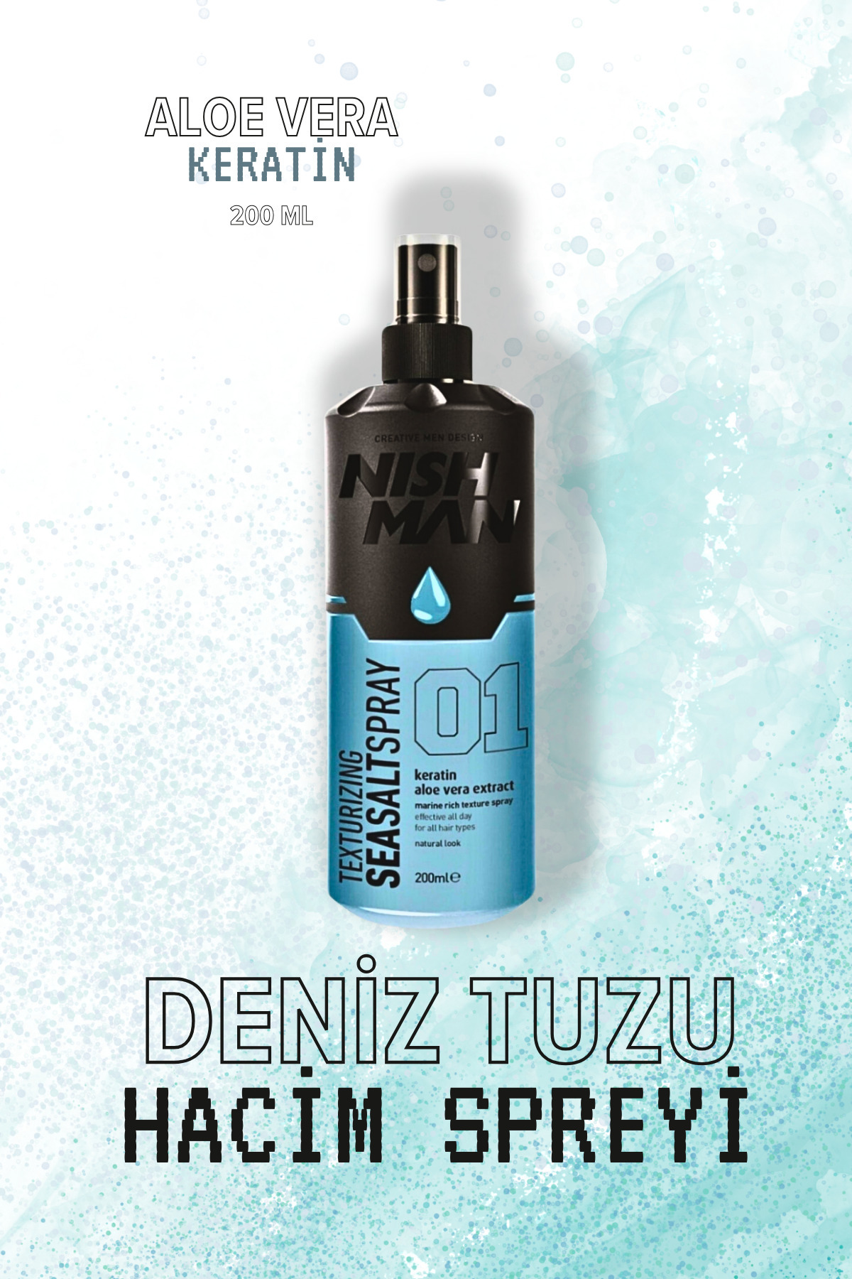 NISHMAN Hacim Ve Dolgunluk Veren Deniz Tuzu Saç Spreyi 200 ml