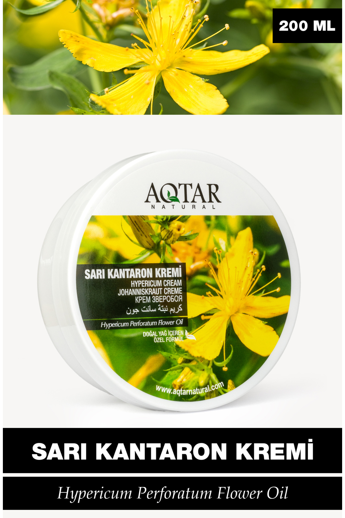 Aqtar Onarıcı & Cilt Bariyeri Düzenleyici Sarı Kantaron Kremi 200 ml