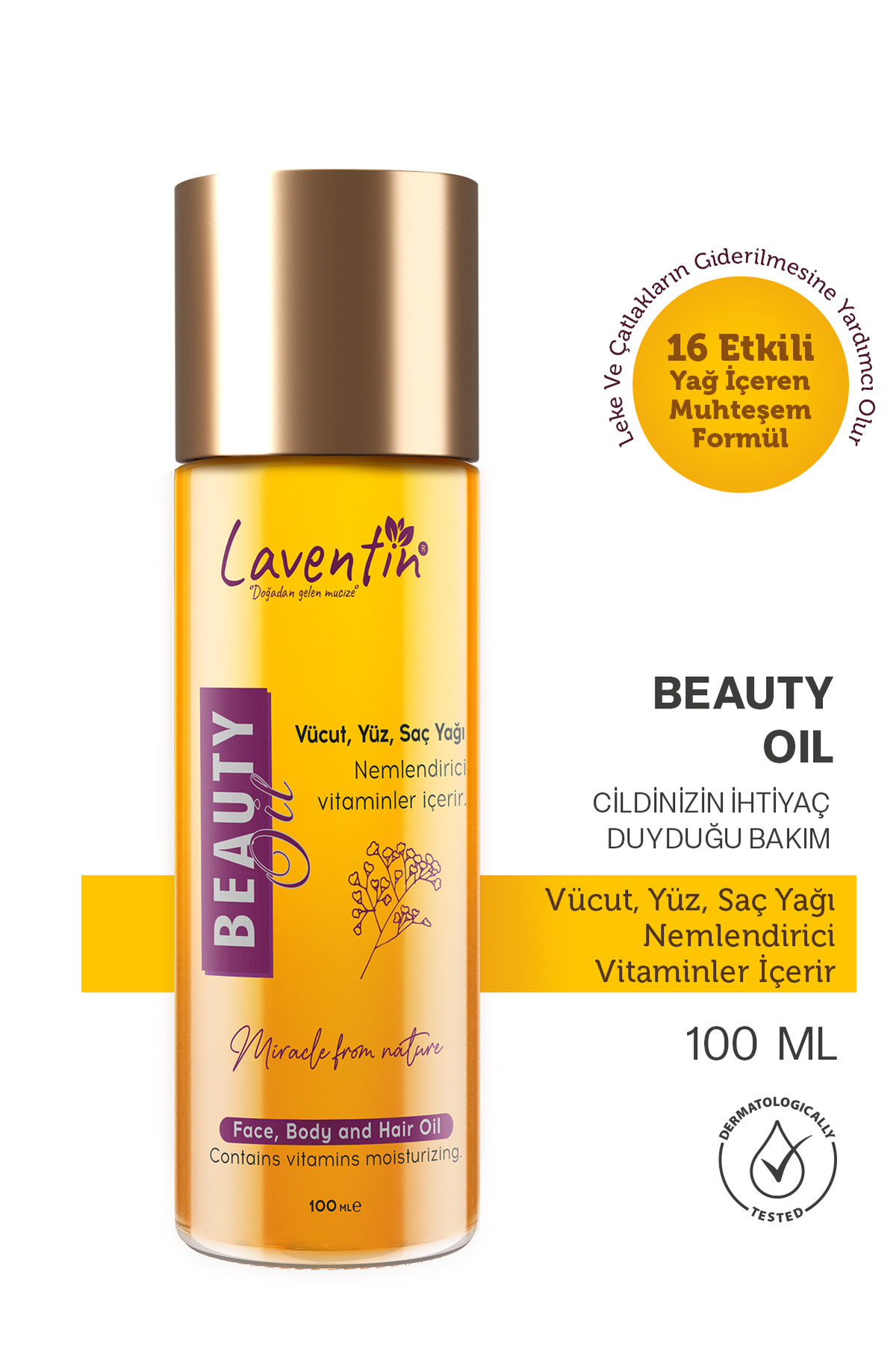 Laventin Leke Ve Çatlak Karşıtı Işıltı Verici Mucizevi Bakım Yağı 100ml (yüz-vücut-saç)
