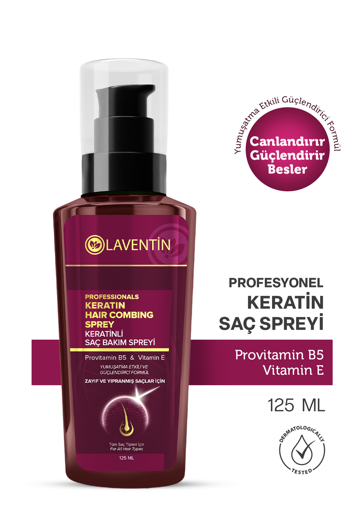 Laventin Aşırı Yıpranmış Saçlar Için Dökülme Karşıtı Keratinli Bakım Spreyi 125 ml