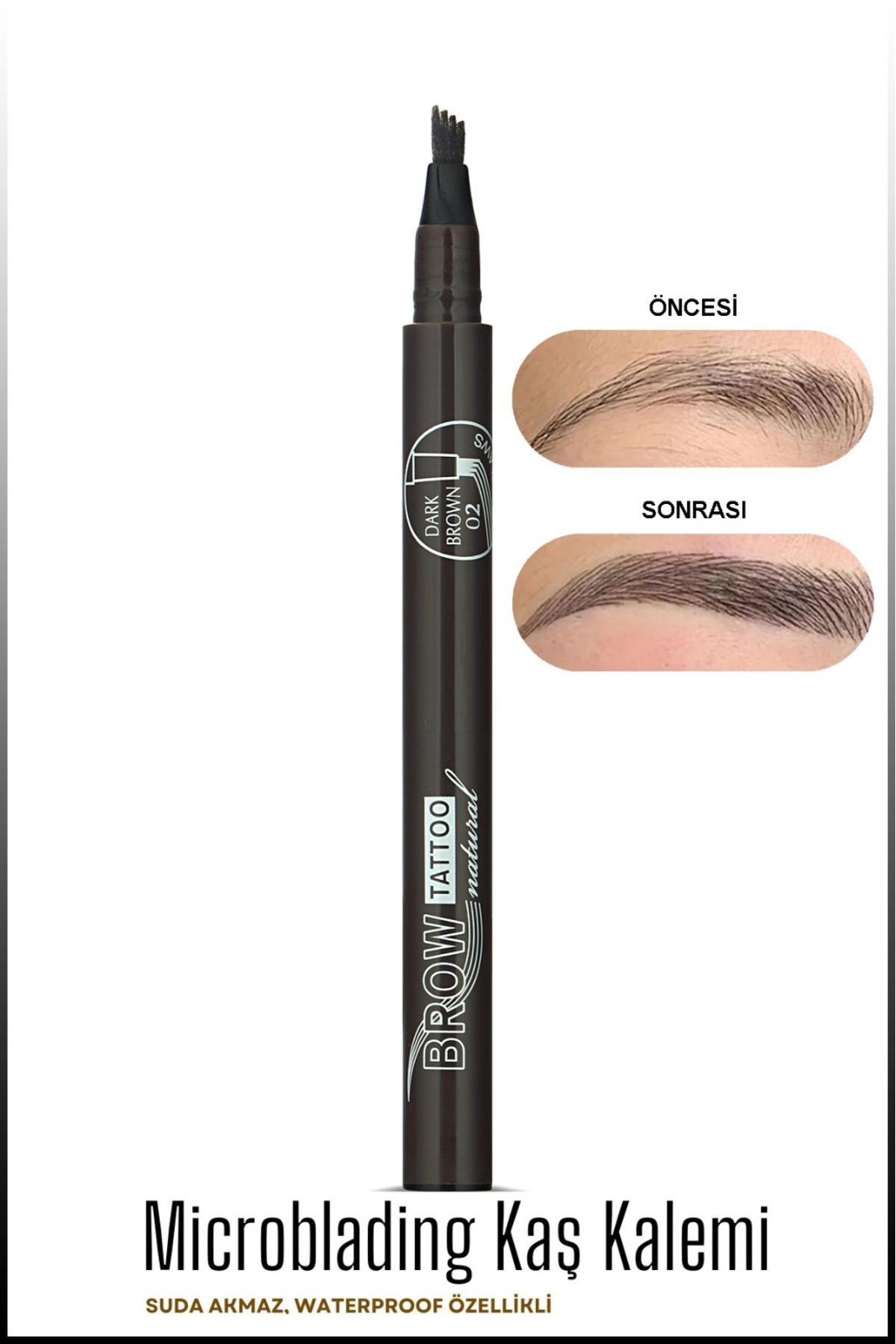 SEVRU Kaş Kalemi Doğal Görünüm Yeni Profosyonel Natural Kaş Dövme Kalemi Long Lastıng&waterproof No:02