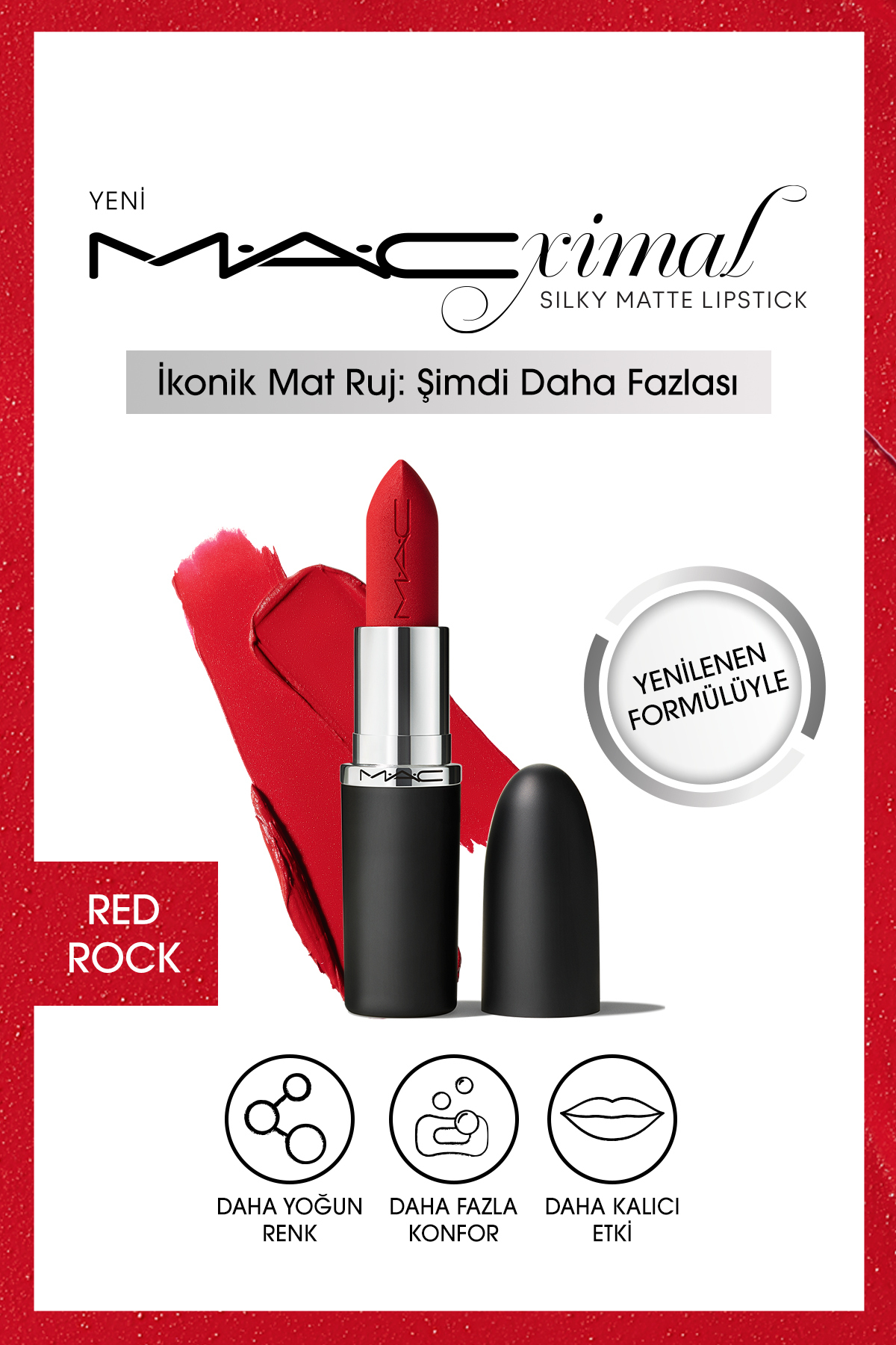 M.A.C RED ROCK - SİLKY MATTE LİPSTİCK, LONG-LASTİNG LİPSTİCK THAT PROVİDES INTENSE COLOR KEYON2632