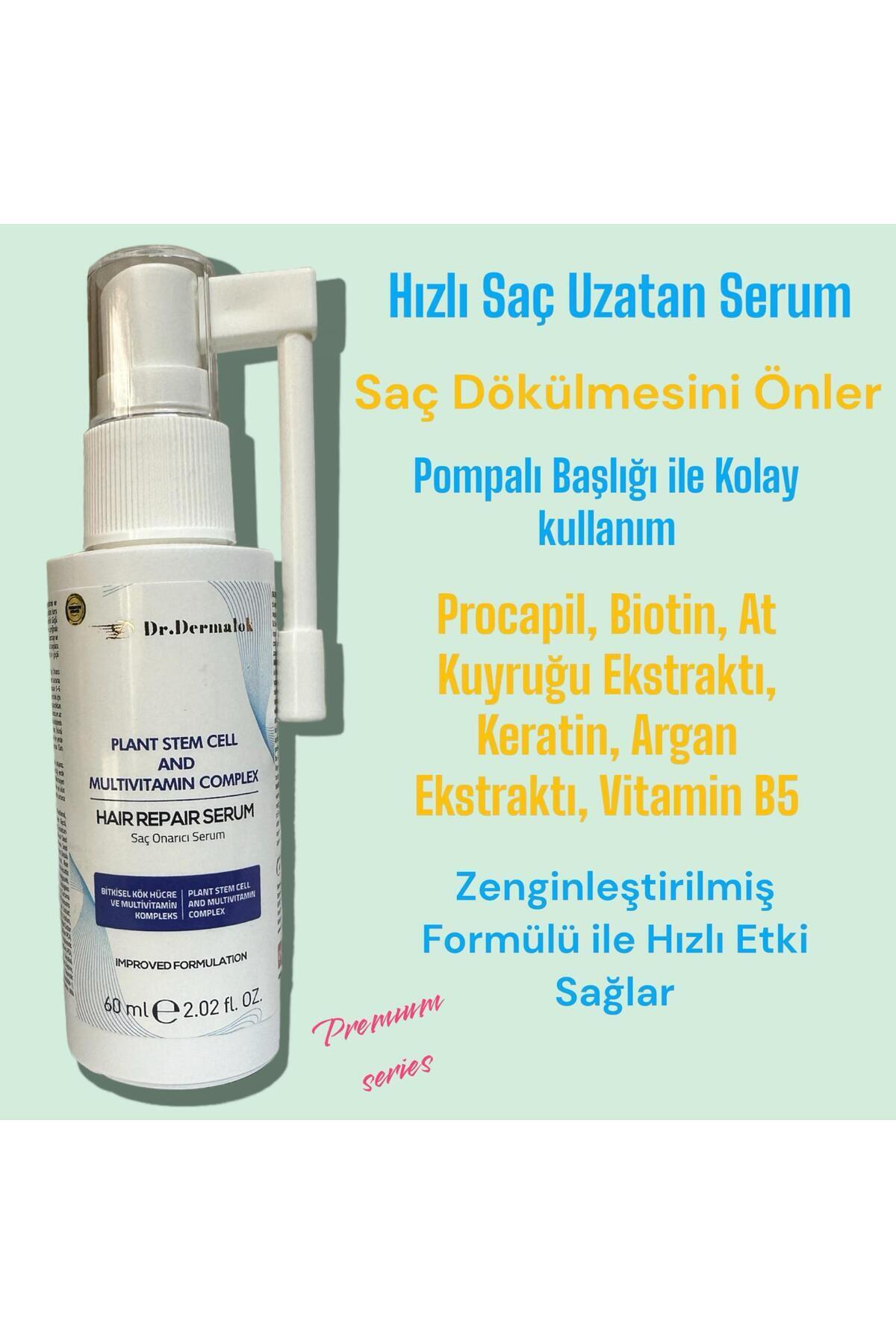 Dr.Dermalok Hızlı Saç Uzatan Serum Dökülme Karşıtı Zenginleştirilmiş Formülü ile Premıum Series Unisex 60 ml