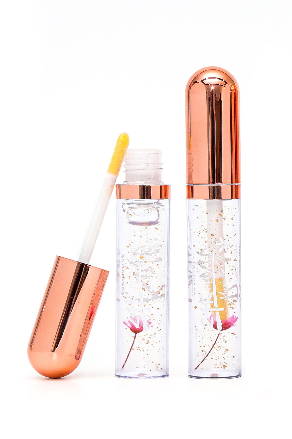 AİLY COSMETİCS Rose Çiçekli Simli Dudak Parlatıcı & Sihirli Ruj - Magic Lip Oil