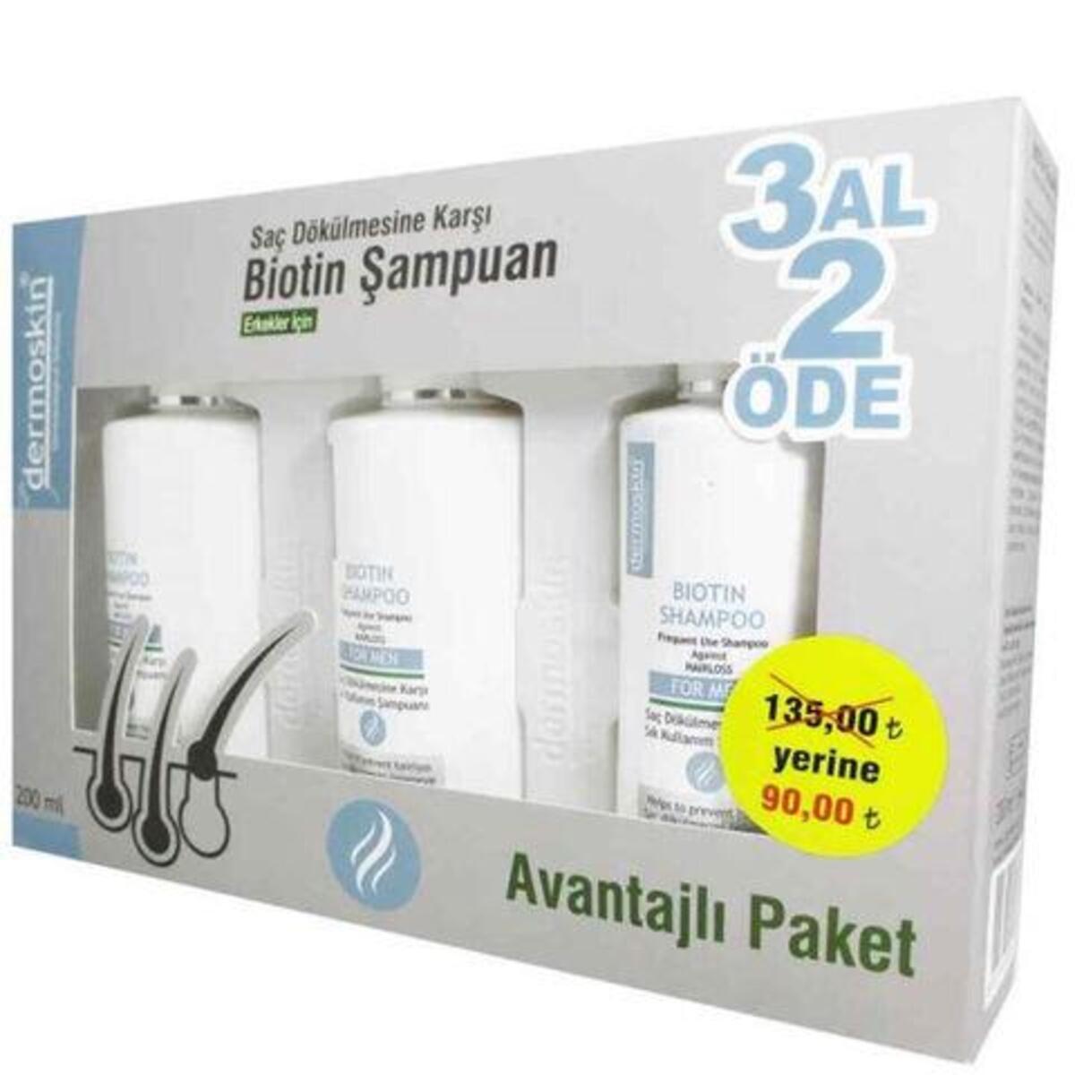 Biotin Dermoskin Şampuan 3 Al 2 Öde Erkekler Için