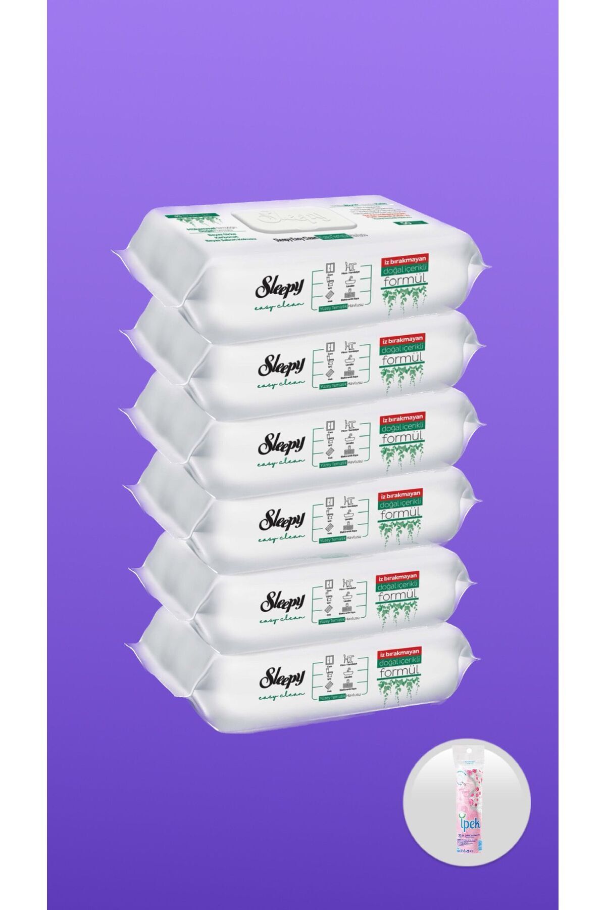 Sleepy Easy Clean Beyaz Sabun Katkılı 6x100 (600 YAPRAK) Ipek Makyaj Pamugu Hediyeli