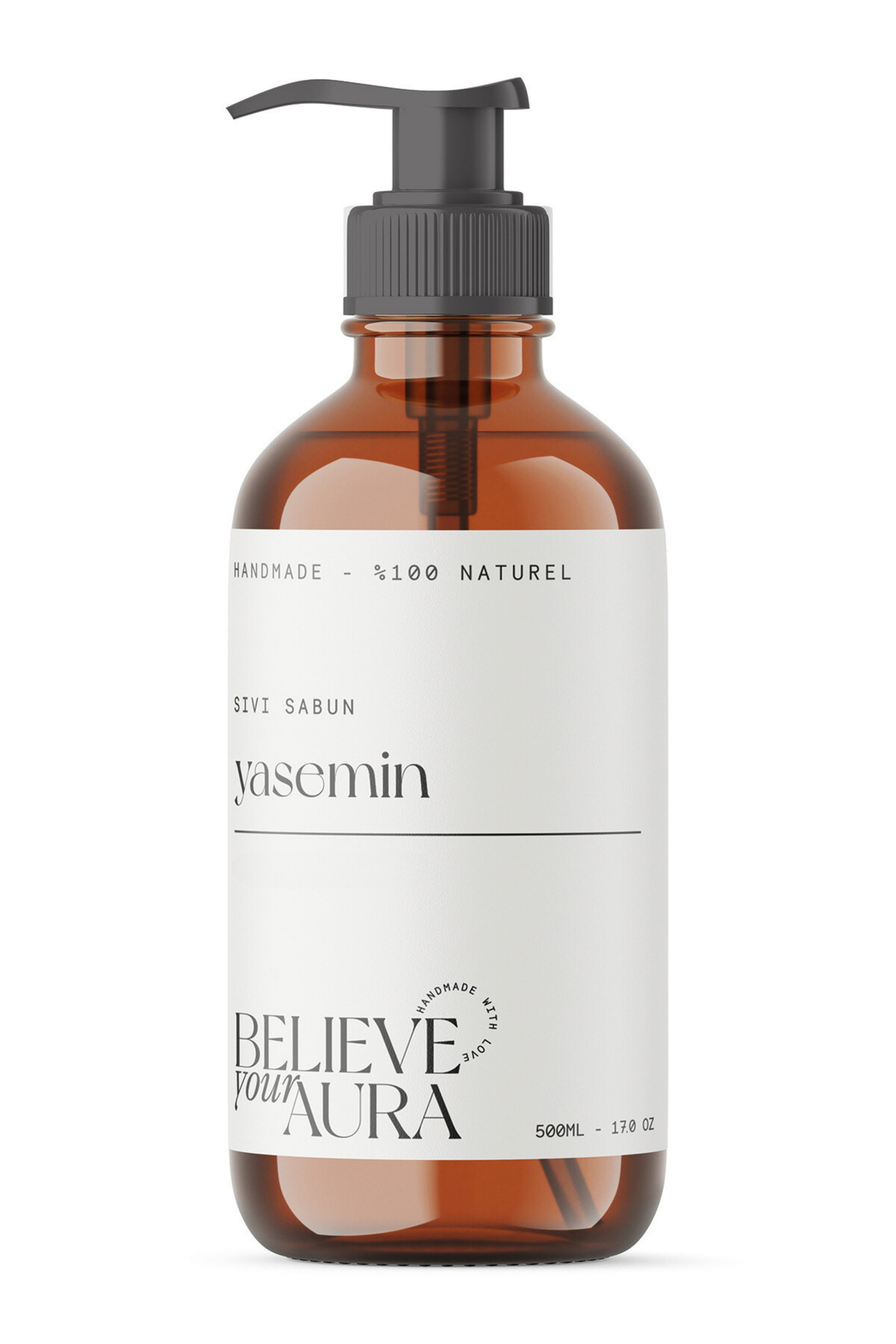 Believe Your Aura Yasemin Bitki Özlü Doğal El Ve Cilt Sıvı Sabunu - E-vitamini Aloe Vera Shea Yağı Katkılı - 500 ml