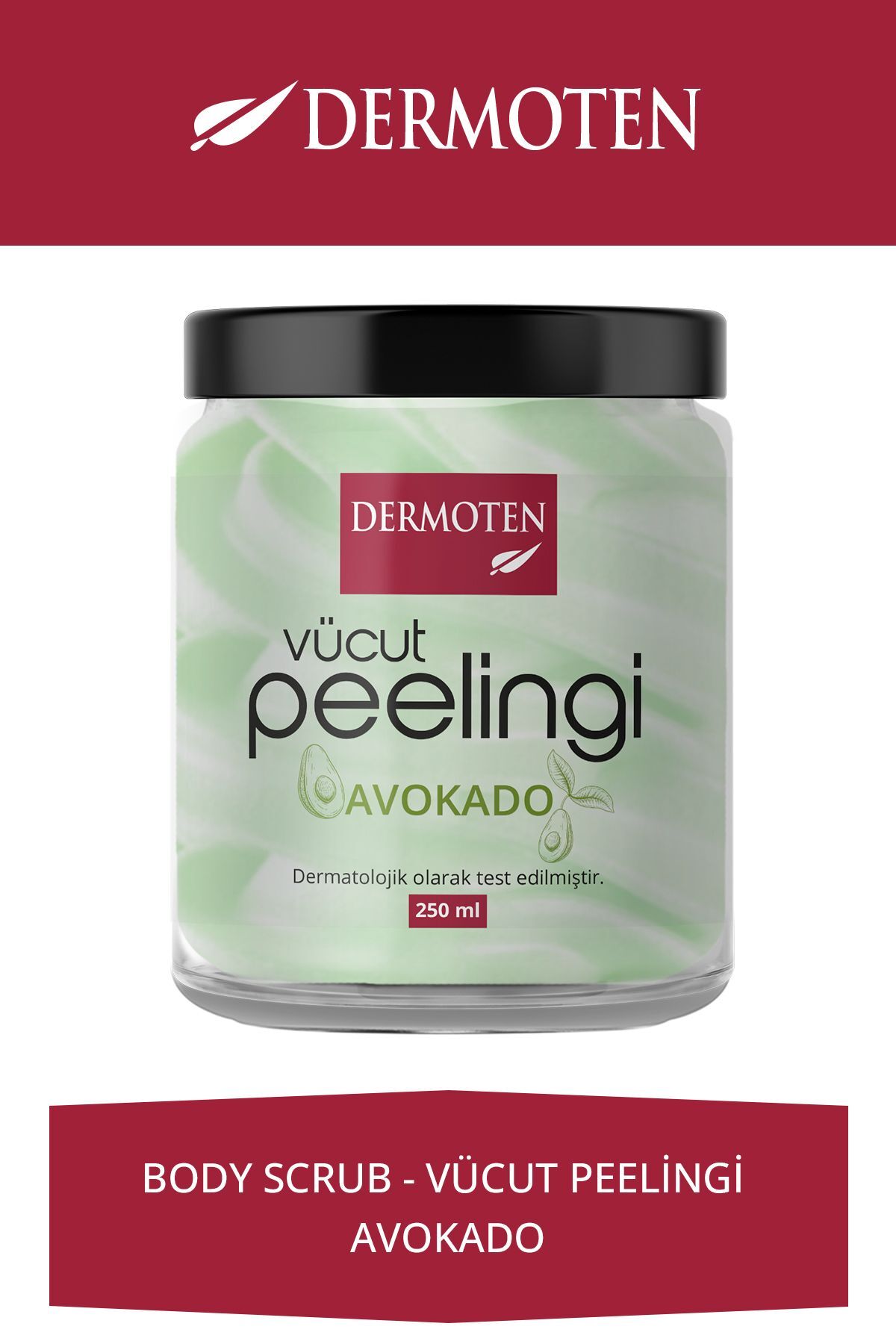 Dermoten Body Scrub Avokado Özlü Besleyici Arındırıcı Nemlendirici Vücut Peelingi 250 ml