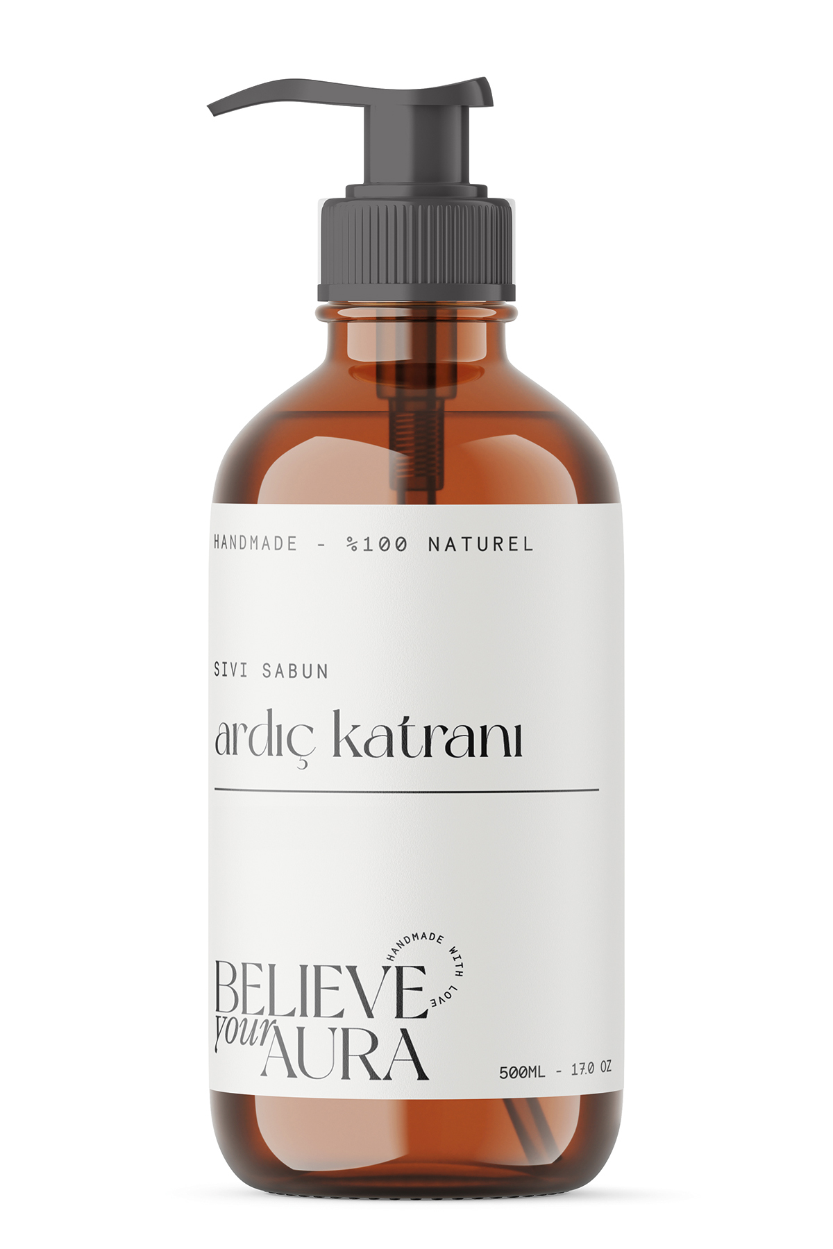 Believe Your Aura Ardıç Katranı Bitki Özlü El Ve Cilt Sıvı Sabunu - E-vitamini Aloe Vera Özü Shea Butter - 500 ml
