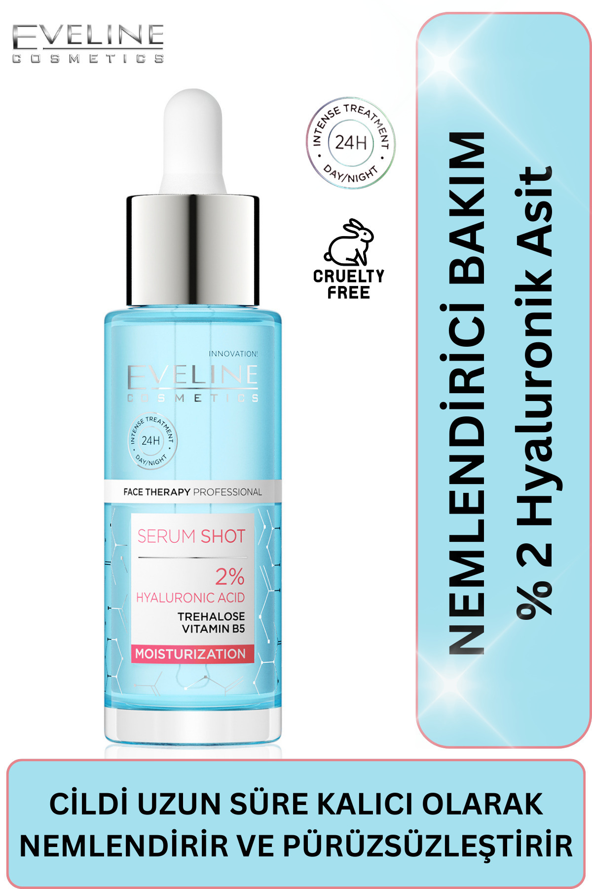 Eveline Cosmetics Eveline %2 Hyaluronik Asit, Trehaloz ve B5 Vitamin İçeren Nemlendirici Yüz Serumu 30 ml