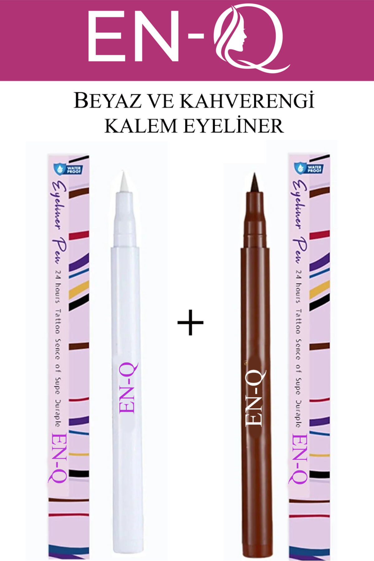 ENQ Beyaz ve Kahverengi Kalem Eyeliner Kolay Sürülebilir - Eyeliner PEN