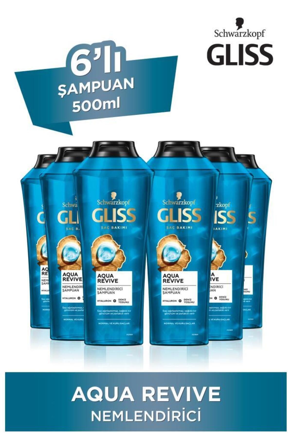 Gliss Aqua Revive Hyaluron Ve Deniz Yosunu Içeren Nemlendirici Şampuan 500 ml X 6