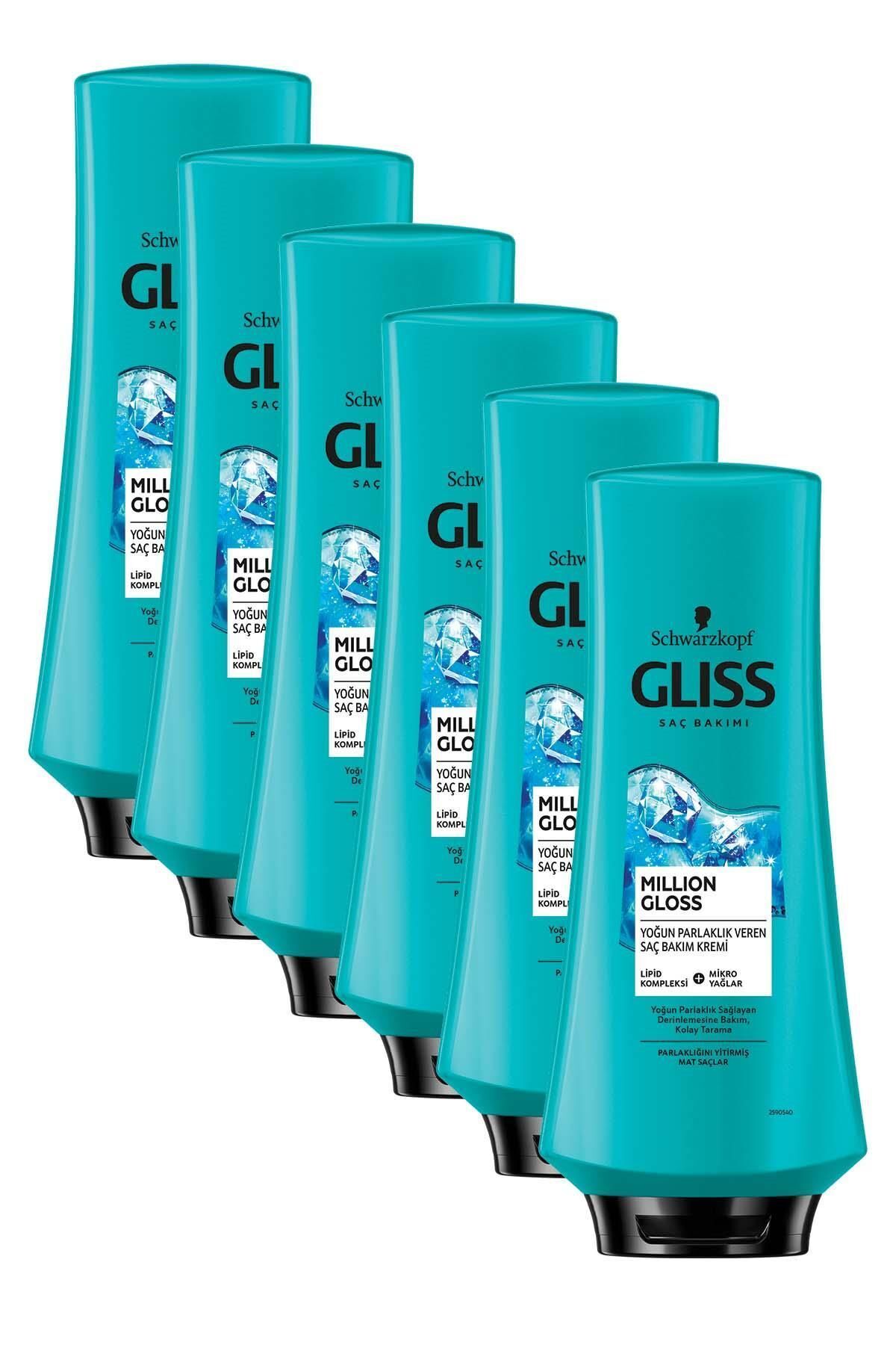 Gliss Million Gloss Yoğun Parlaklık Veren Saç Kremi 360 ml 6'lı