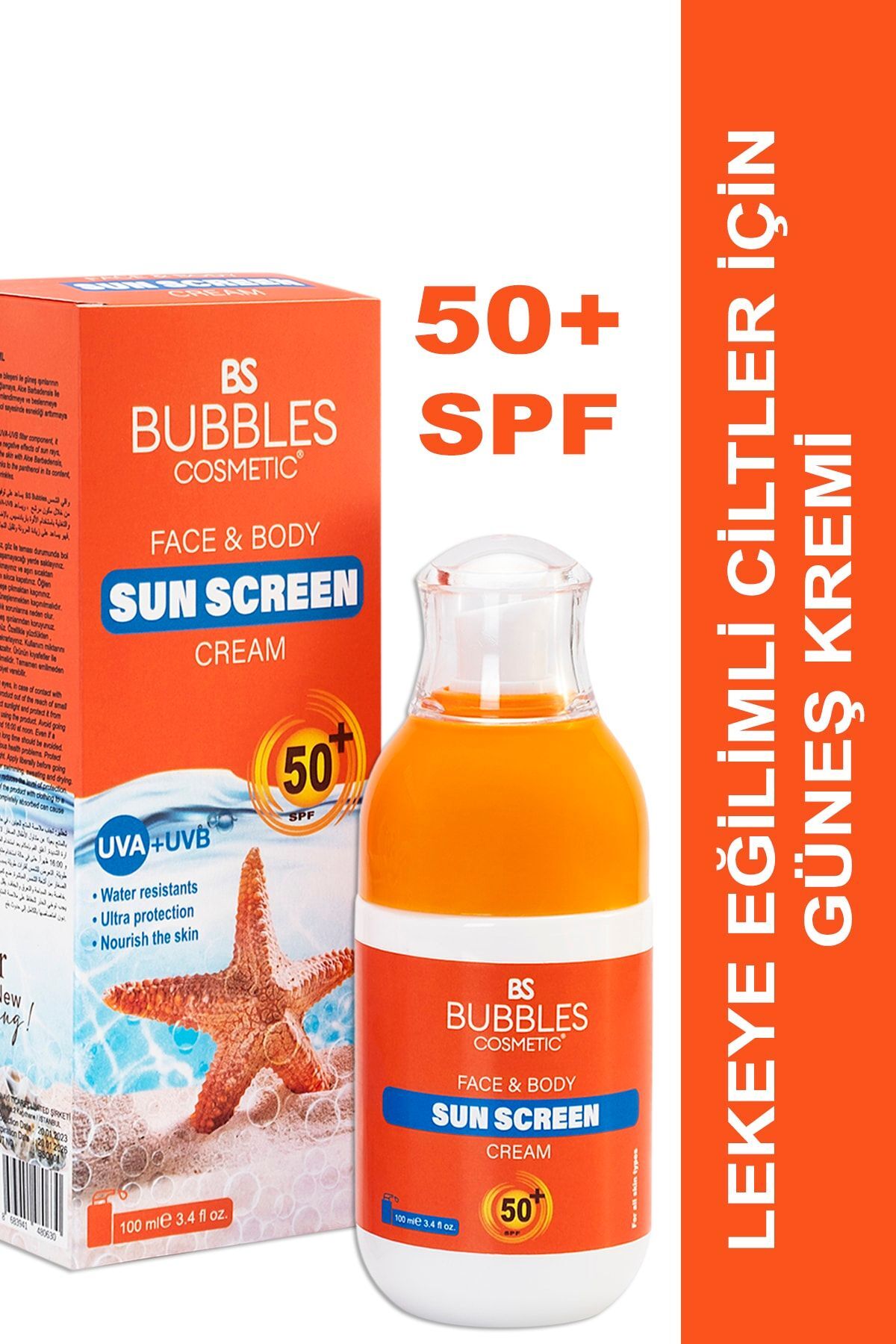 bs bubbles cosmetic Bs Spf 50 Koruma & 48 Saat Nemlendirme Yüz Ve Vücut Güneş Kremi 100ml Yüksek Koruyucu
