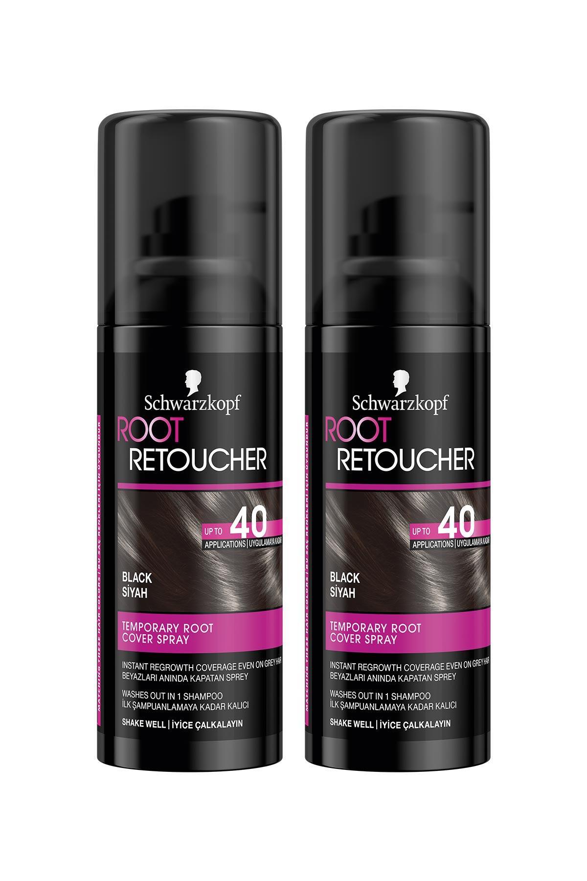 Schwarzkopf Root Retoucher Beyazları Anında Kapatan Sprey Boya Siyah 120 ml X 2 Adet