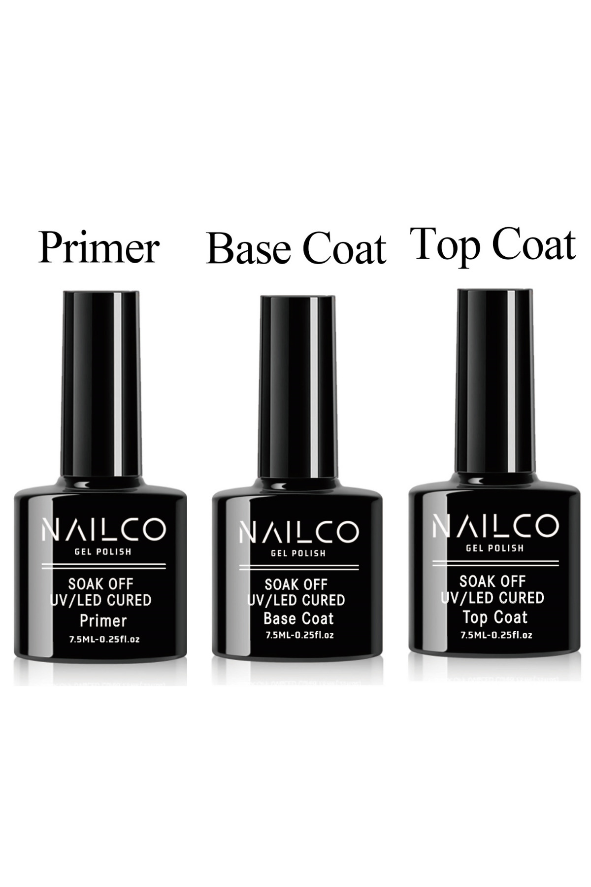 Naıl Co Primer Air Dry + BaseCoat + TopCoat 7,5 ml Kalıcı Oje Protez Tırnak 3'lü Katman