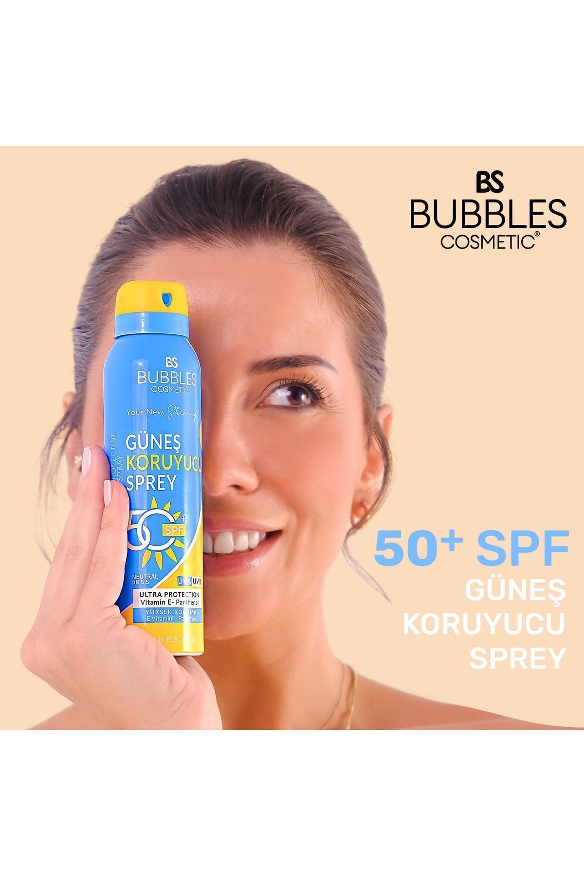 bs bubbles cosmetic Güneş Koruyucu Sprey Yüksek Koruma 50 Spf Leke Karşıtı Panthenol 150ml