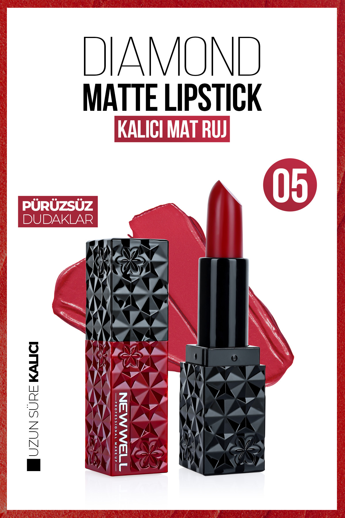 New Well Diamond Matte Lipstick 05 Gün Boyu Kalıcı