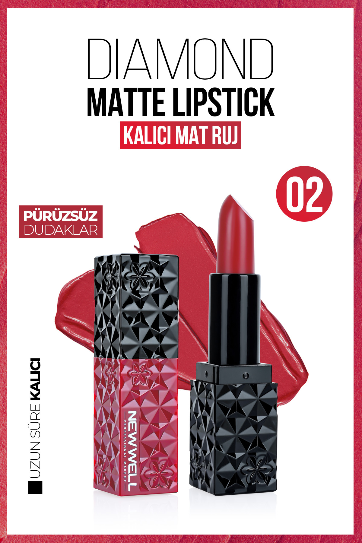 New Well Diamond Matte Lipstick 02 Gün Boyu Kalıcı