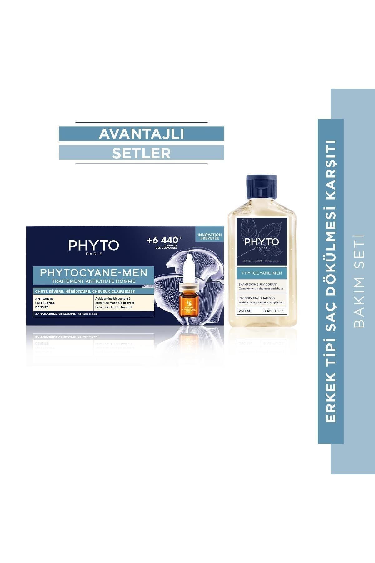 Phyto Cyane Erkek Tipi Kronik Saç Dökülmesine Karşı Bakım Serumu & Saç Dökülmesi Karşıtı Şampuan Seti
