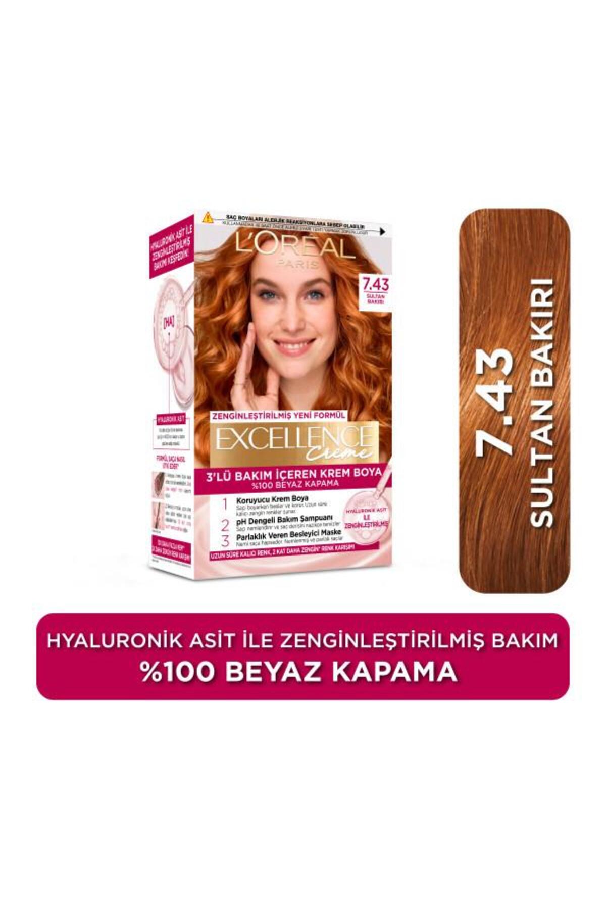 L'Oreal Paris L'Oréal Paris Excellence Creme 7.43 Sultan Bakırı Saç Boyası